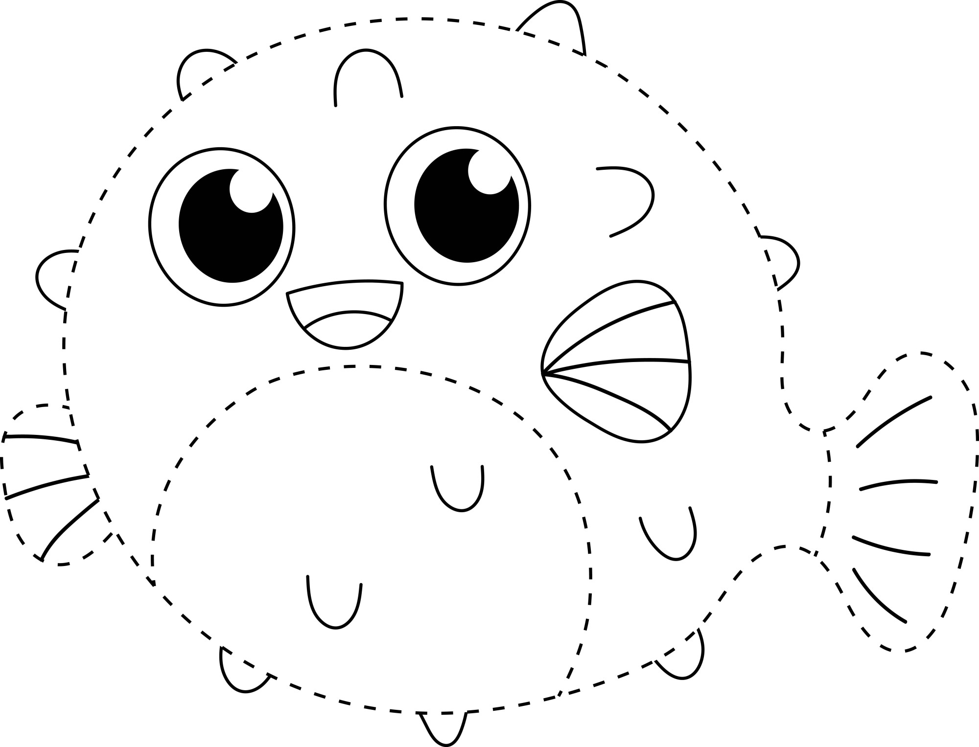 Раскраска для детей: рыба фугу по точкам