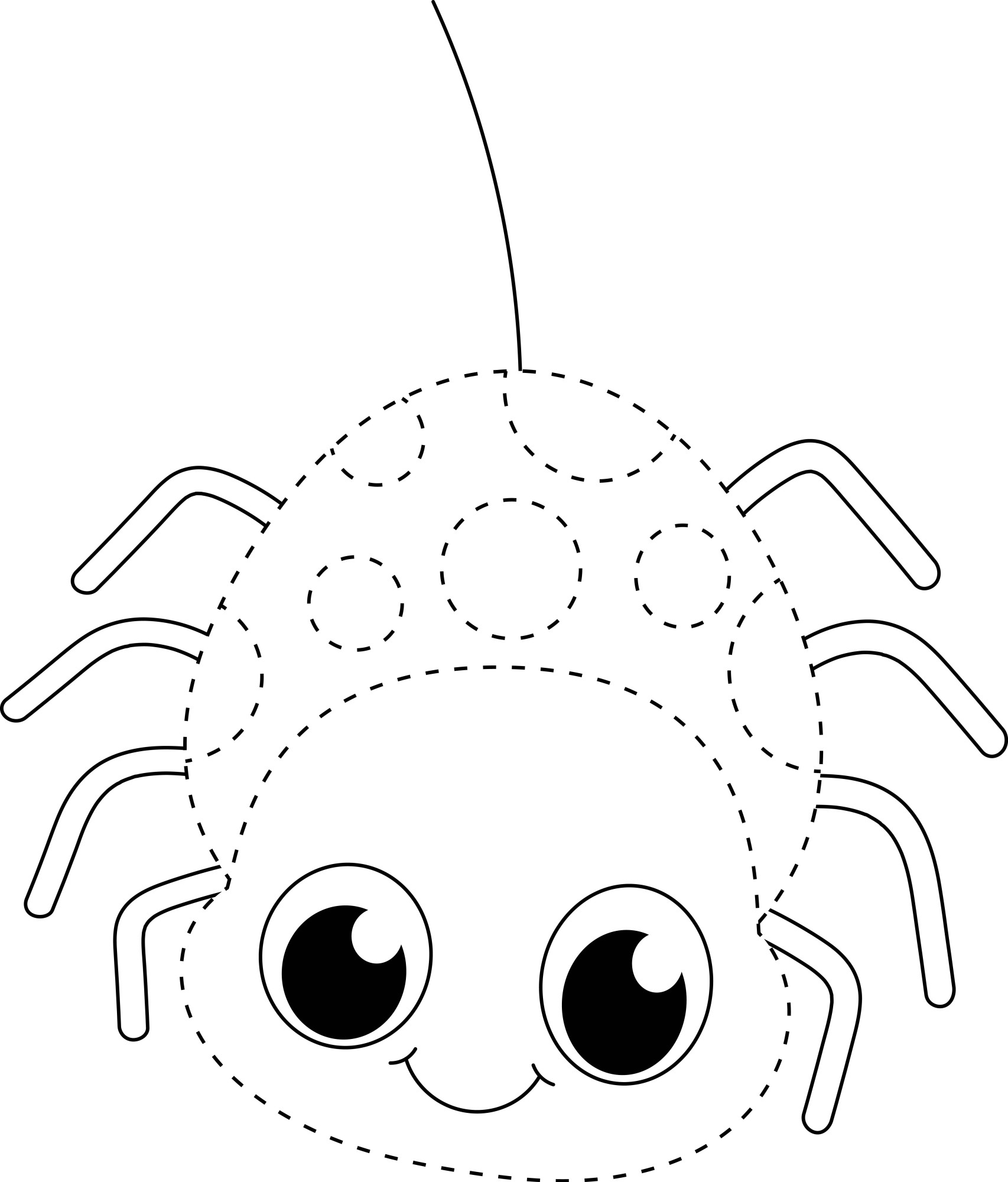 Раскраска для детей: забавный паук по точкам