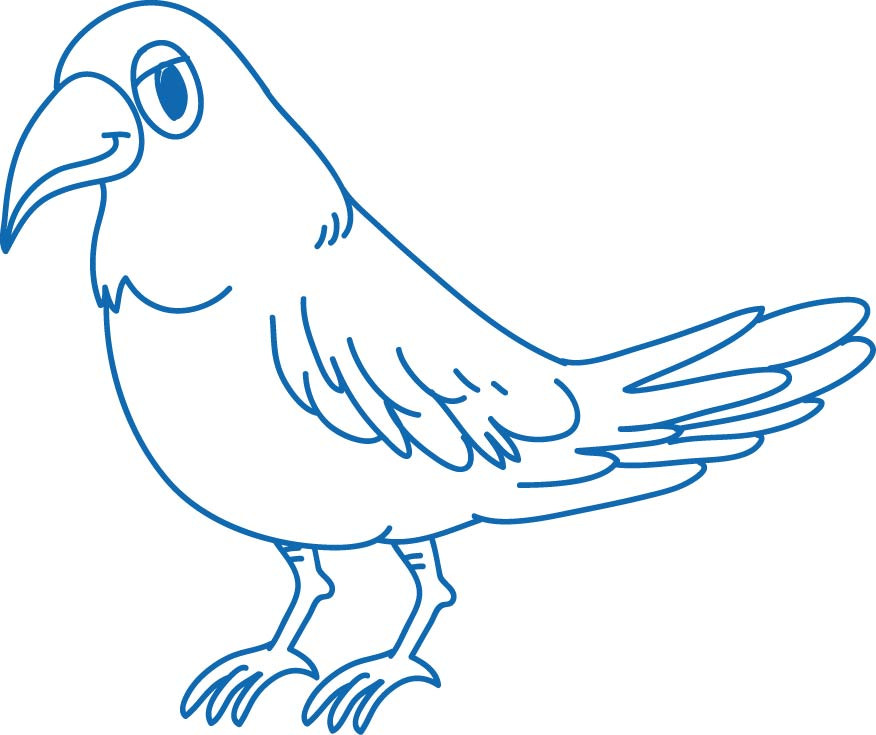 Раскраска для детей: странный задумчивый голубь
