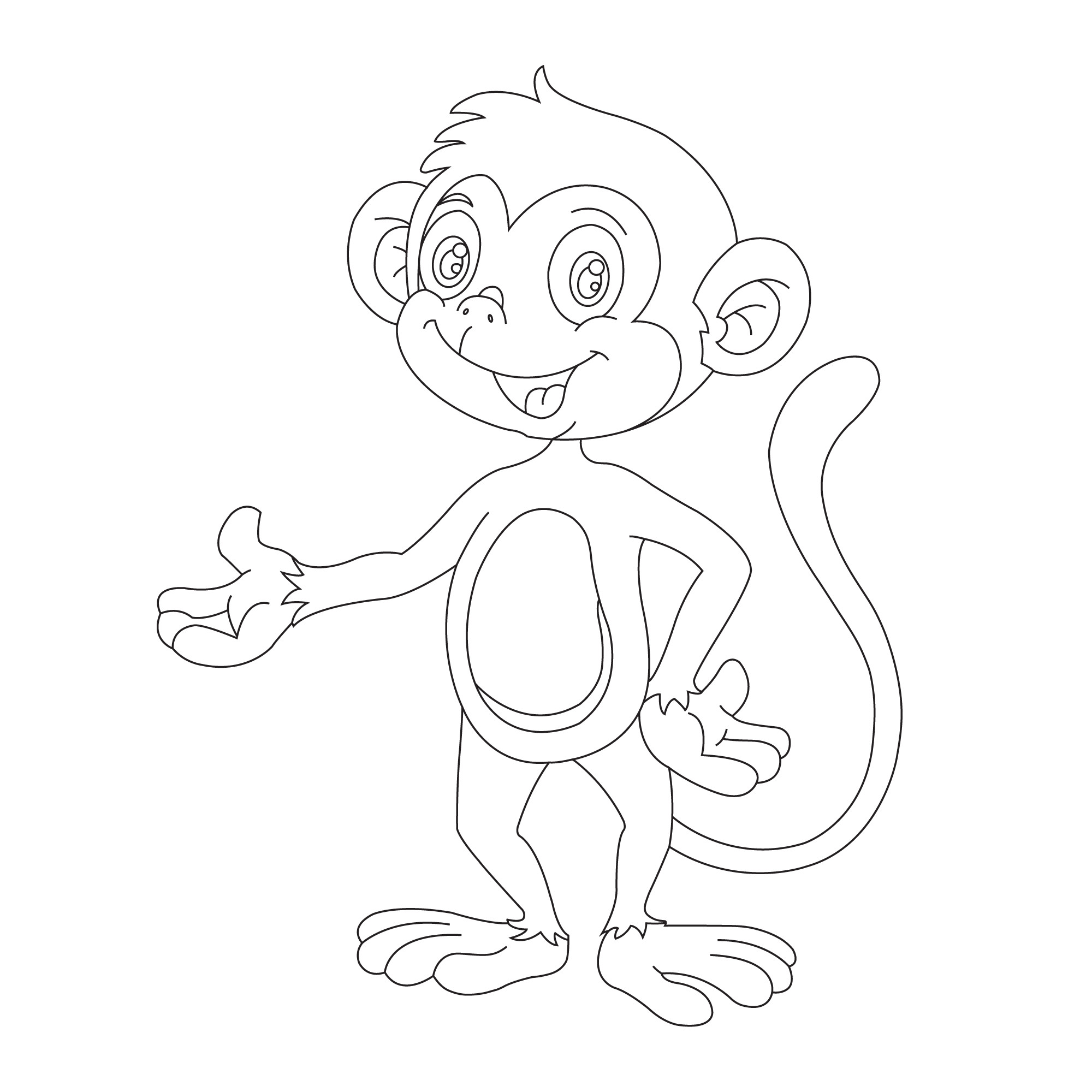 Раскраска для детей: мультяшная цирковая обезьяна