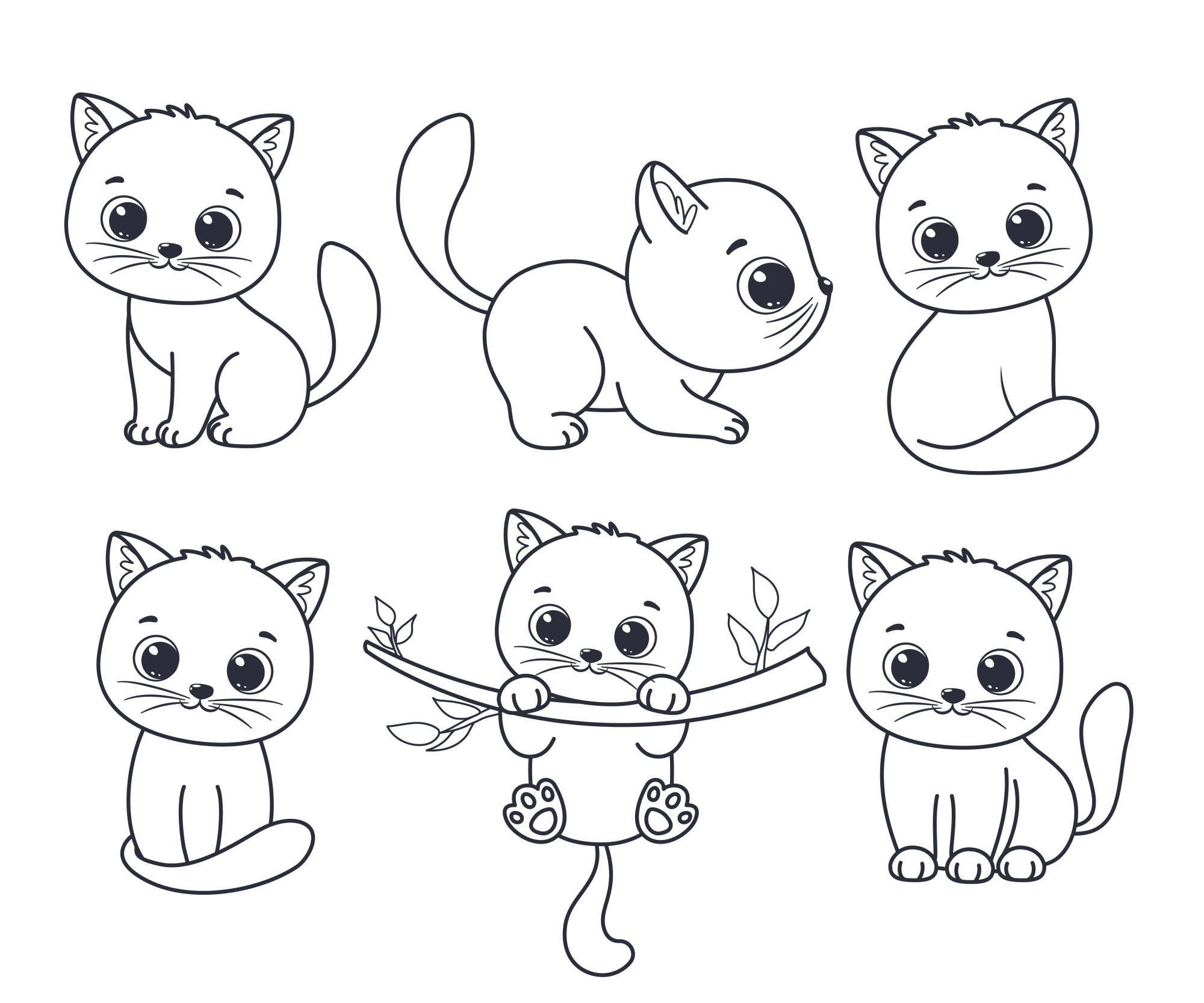 Раскраска для детей: веселые котята