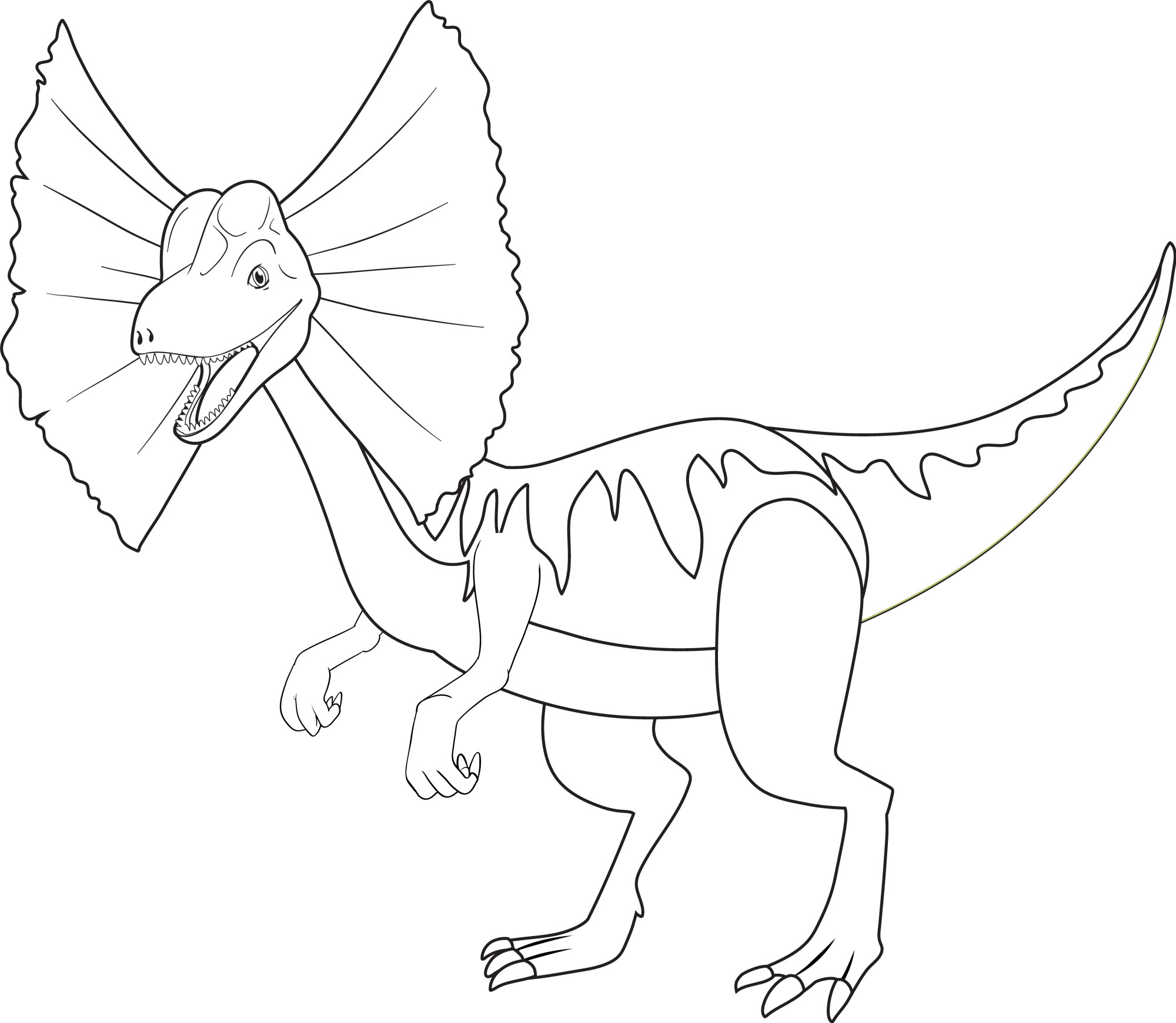 Раскраска для детей: динозавр дилофозавр