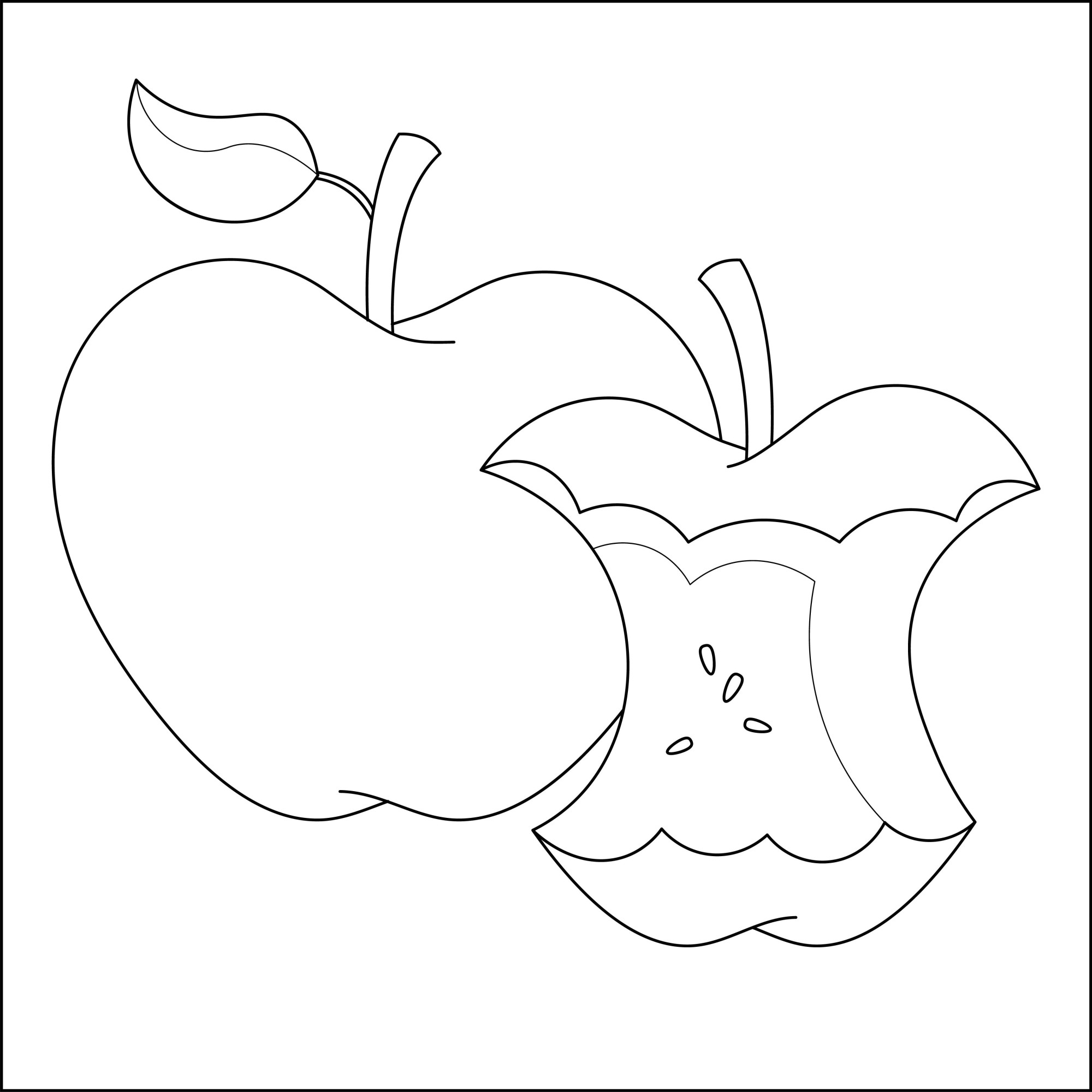 Раскраска для детей: надкушенное яблоко