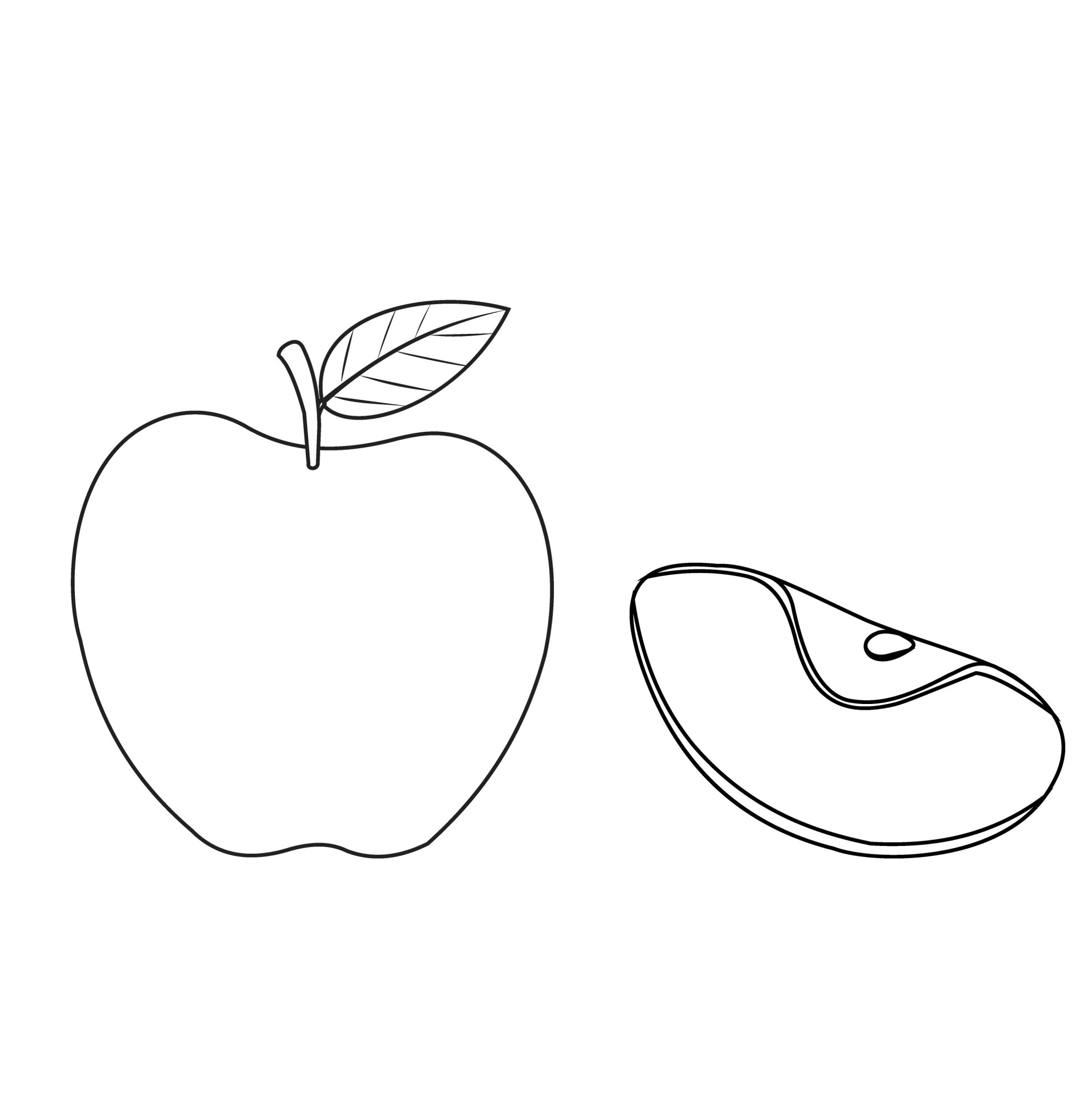 Раскраска для детей: яблоко с долькой