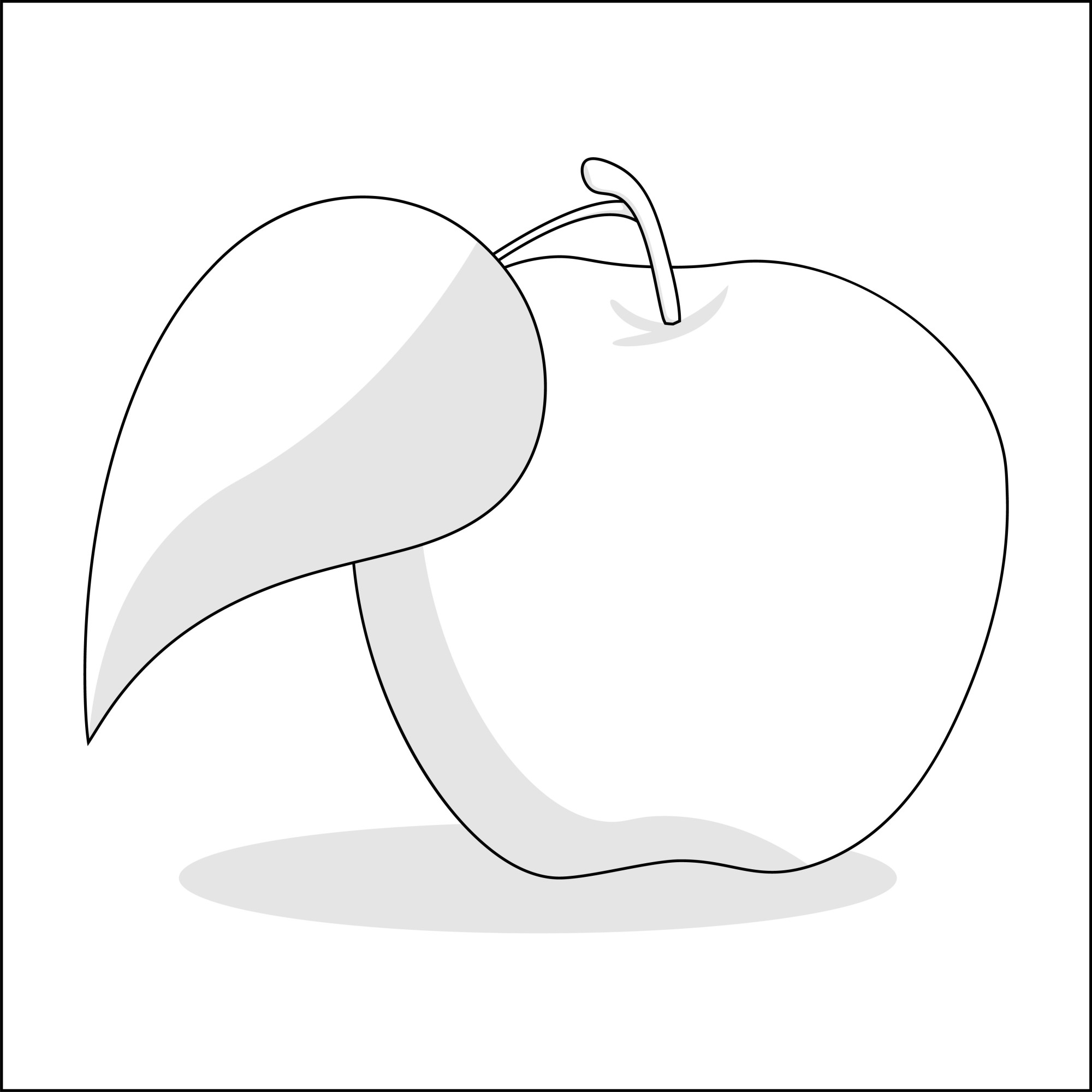 Раскраска для детей: осеннее яблоко с листиком