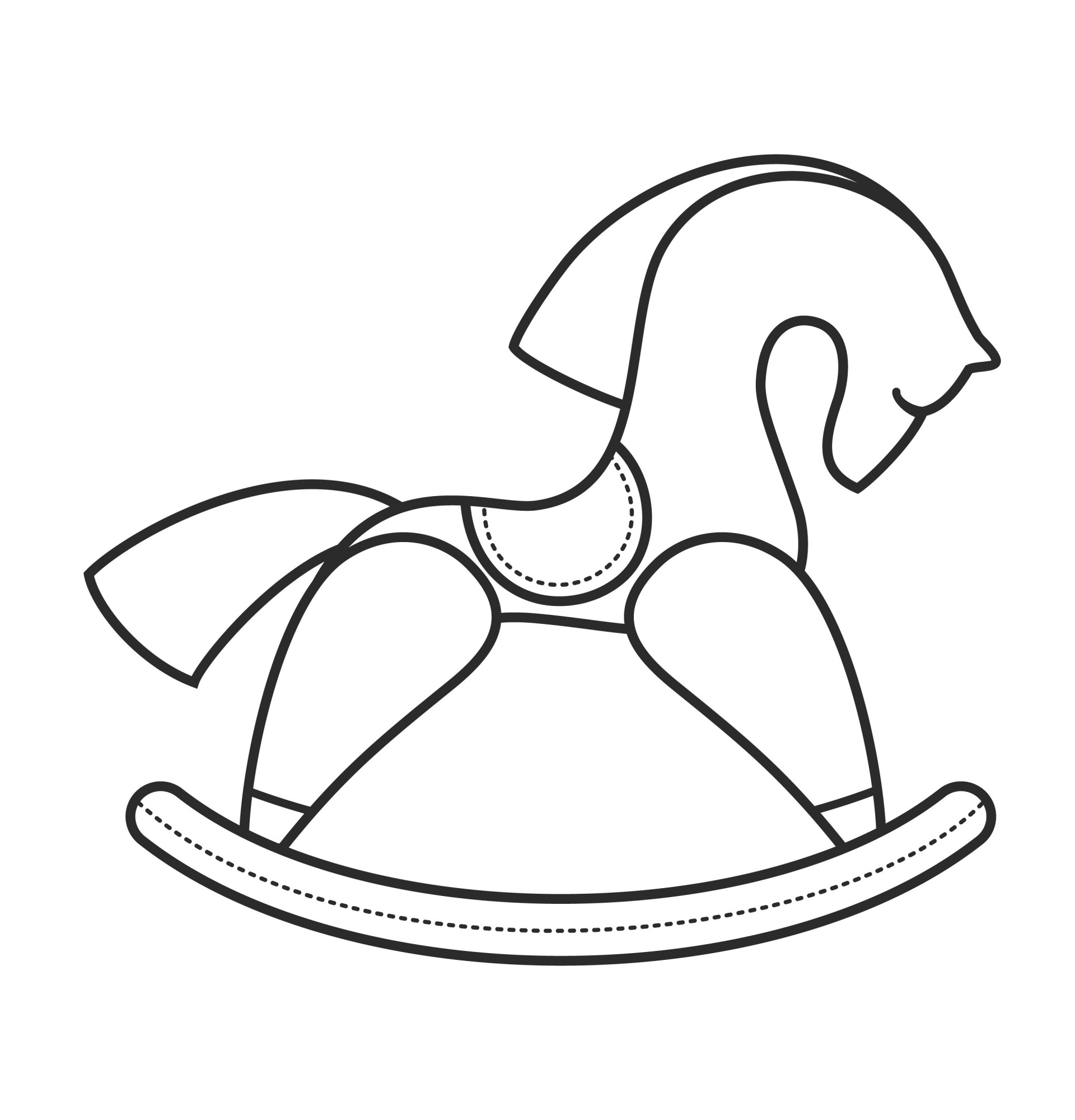 Раскраска для детей: деревянная игрушка лошадка качалка