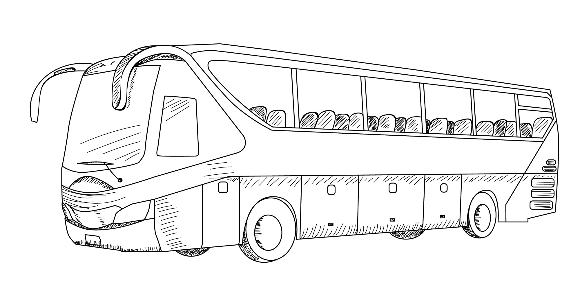 Раскраска для детей: комфортный экскурсионный автобус