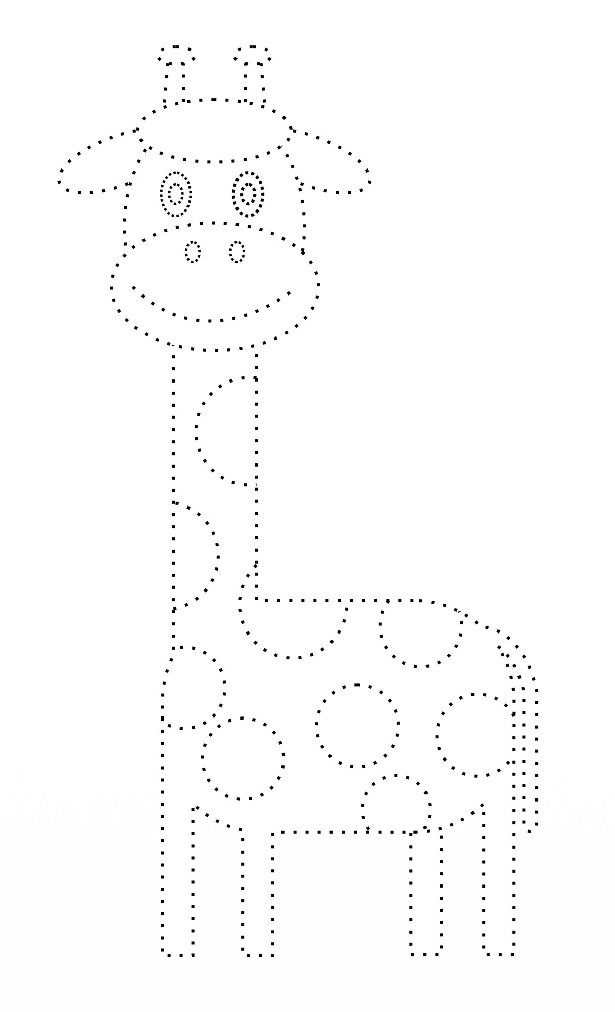 Раскраска для детей: мультяшный жираф по точкам