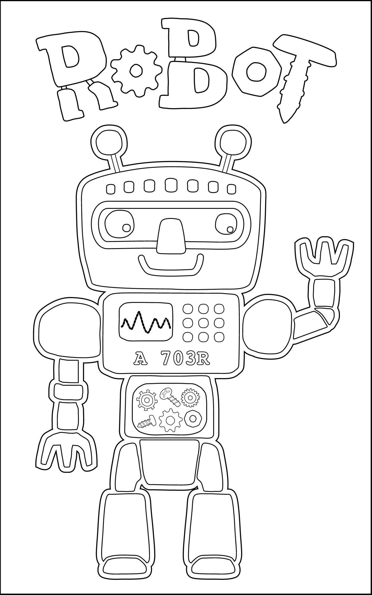 Раскраска для детей: радостный робот