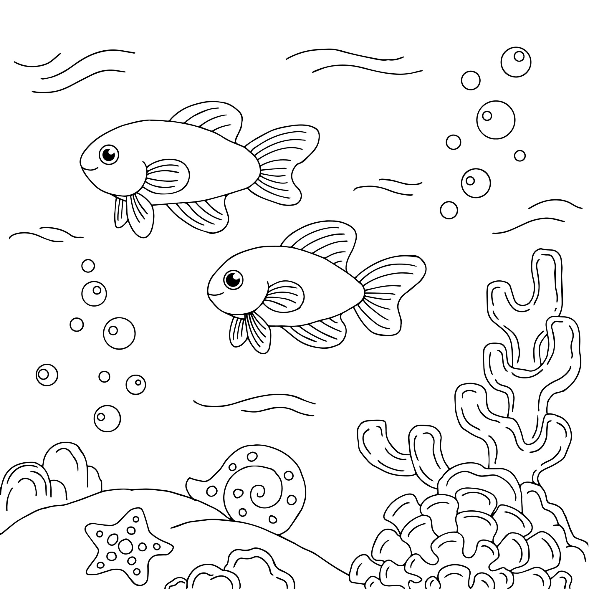 Раскраска для детей: аква-рыбы