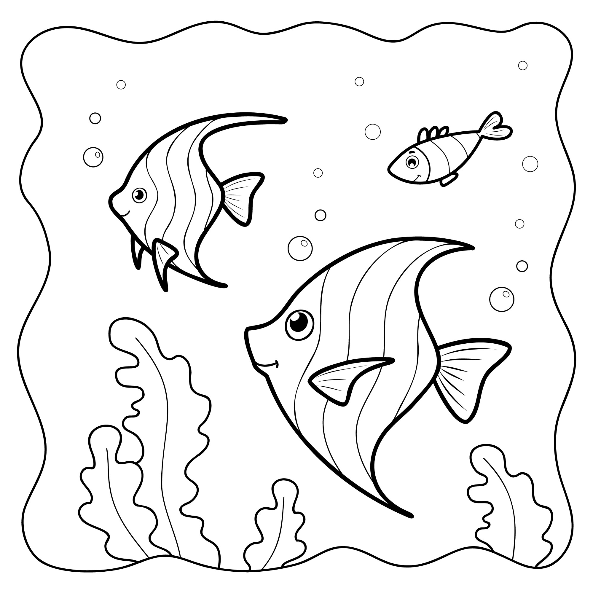 Раскраска для детей: морские рыбки