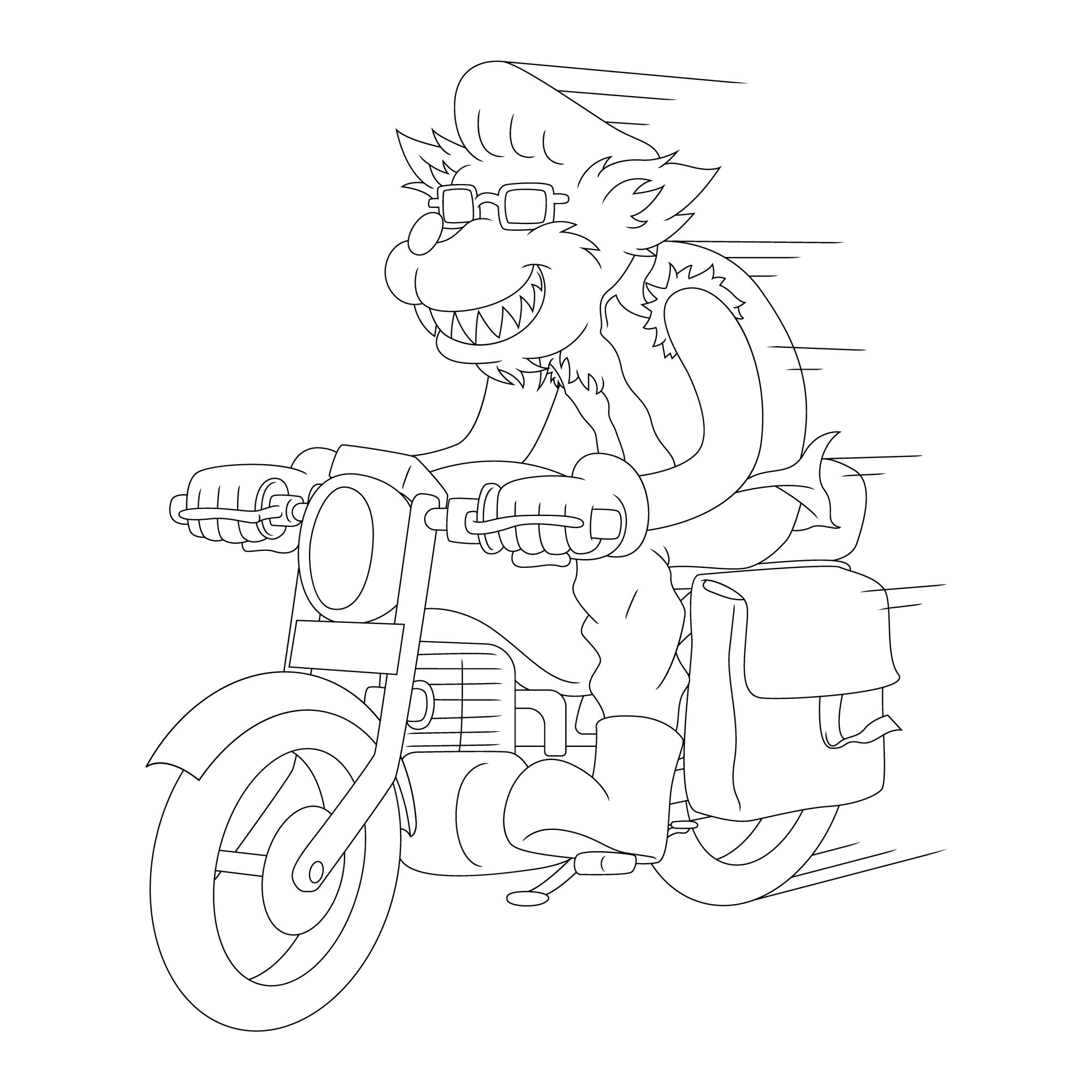 Раскраска для детей: мотоцикл «Путешествие на двух колесах»