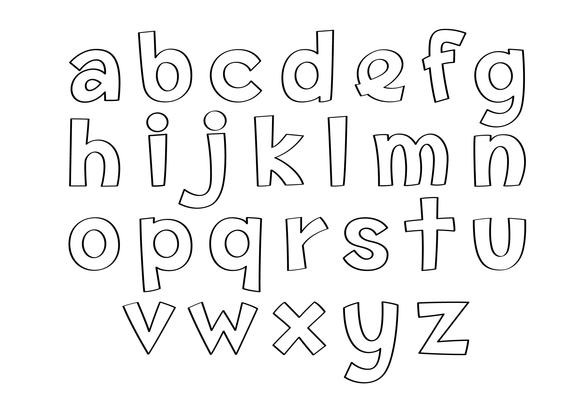 Раскраска для детей: буквы английского алфавита без картинок