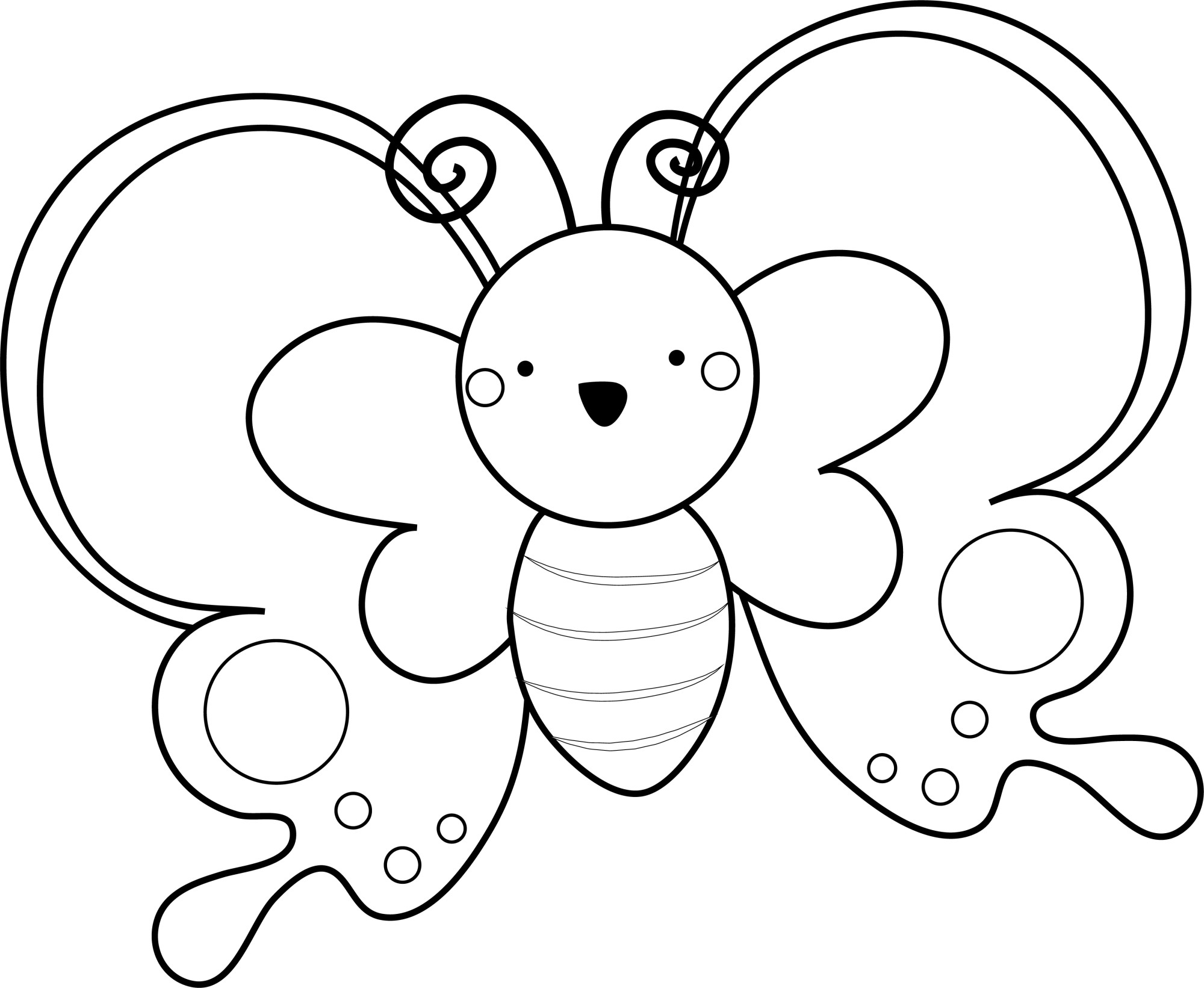 Раскраска для детей: маленькое мультяшное насекомое бабочка