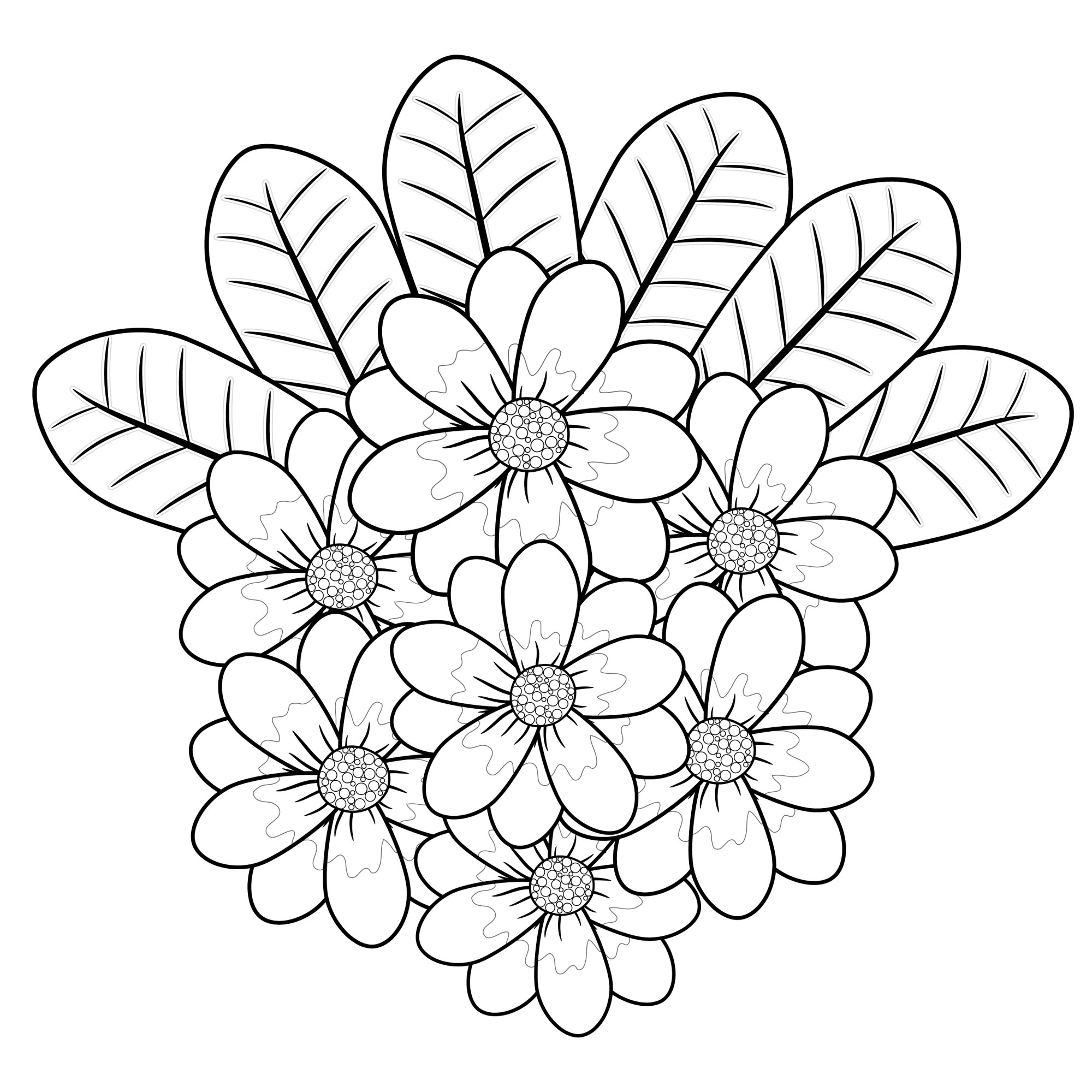 Раскраска для детей: цветки плюмерия с листиками
