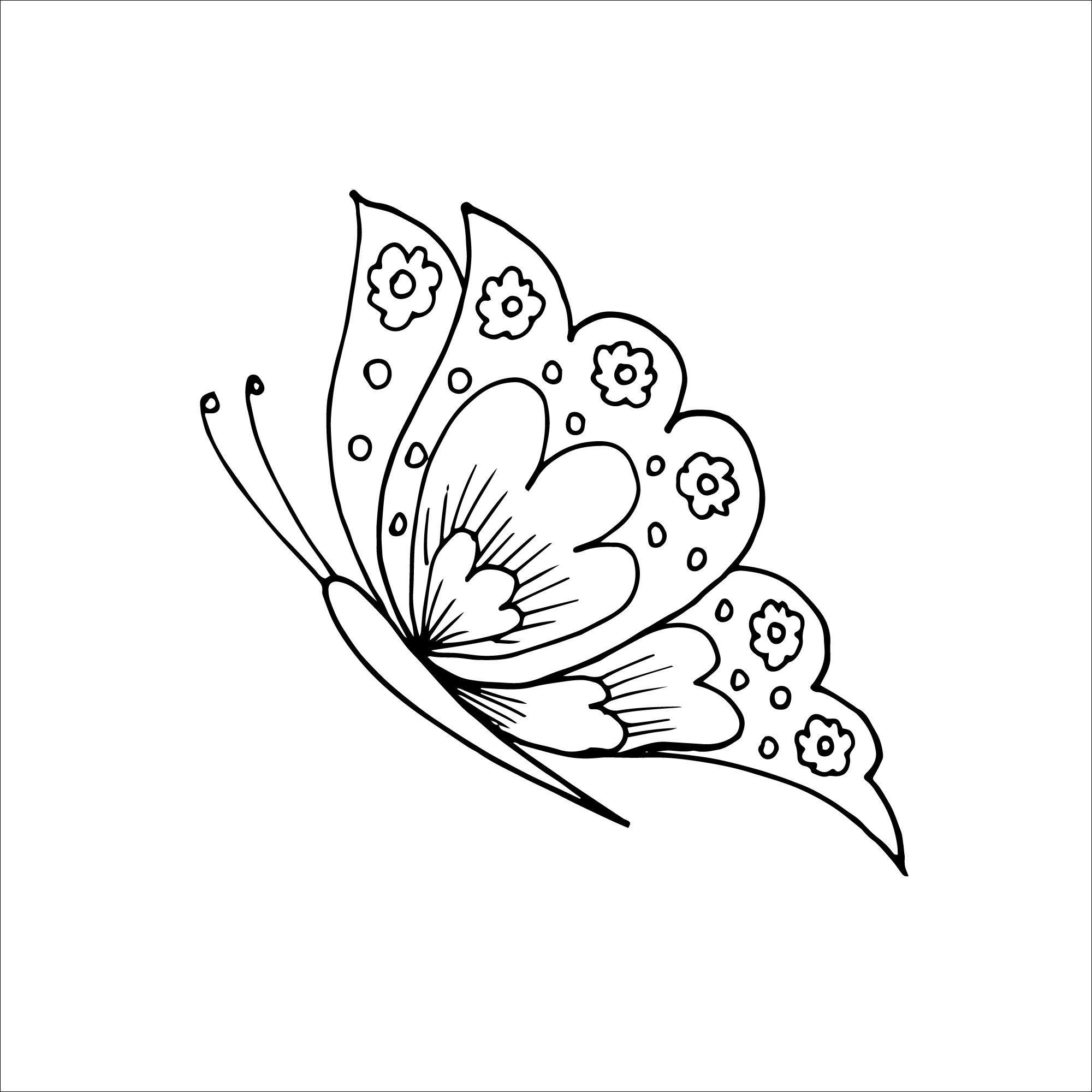 Раскраска для детей: антистресс бабочка в полете