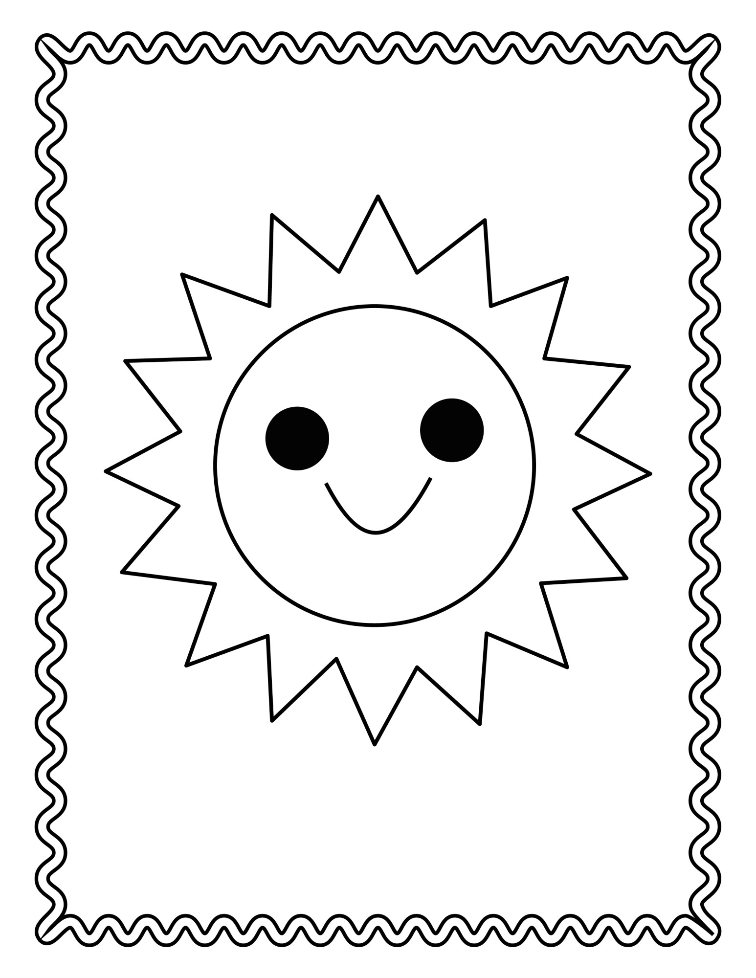 Раскраска для детей: смайлик солнце