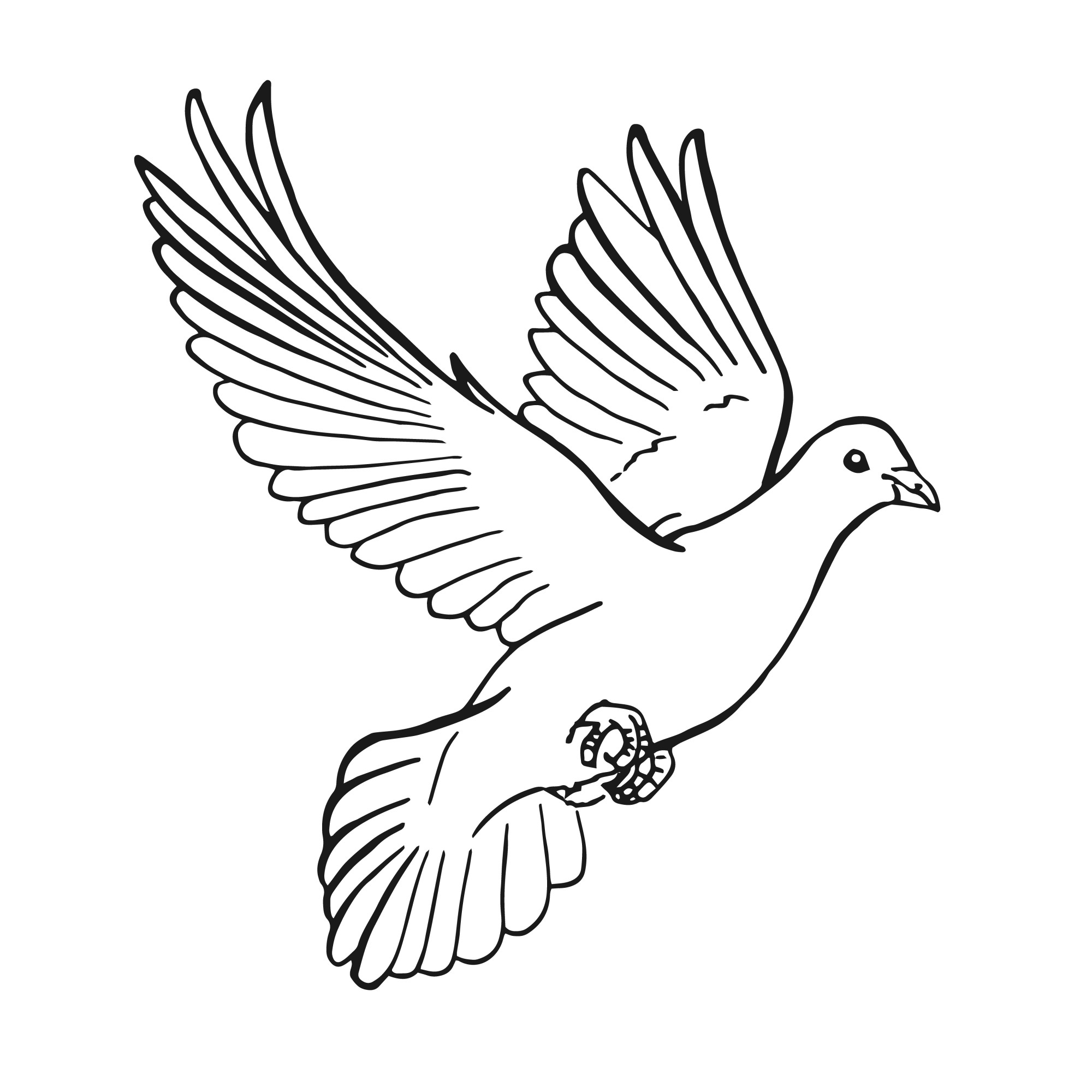 Раскраска для детей: порхающий голубь