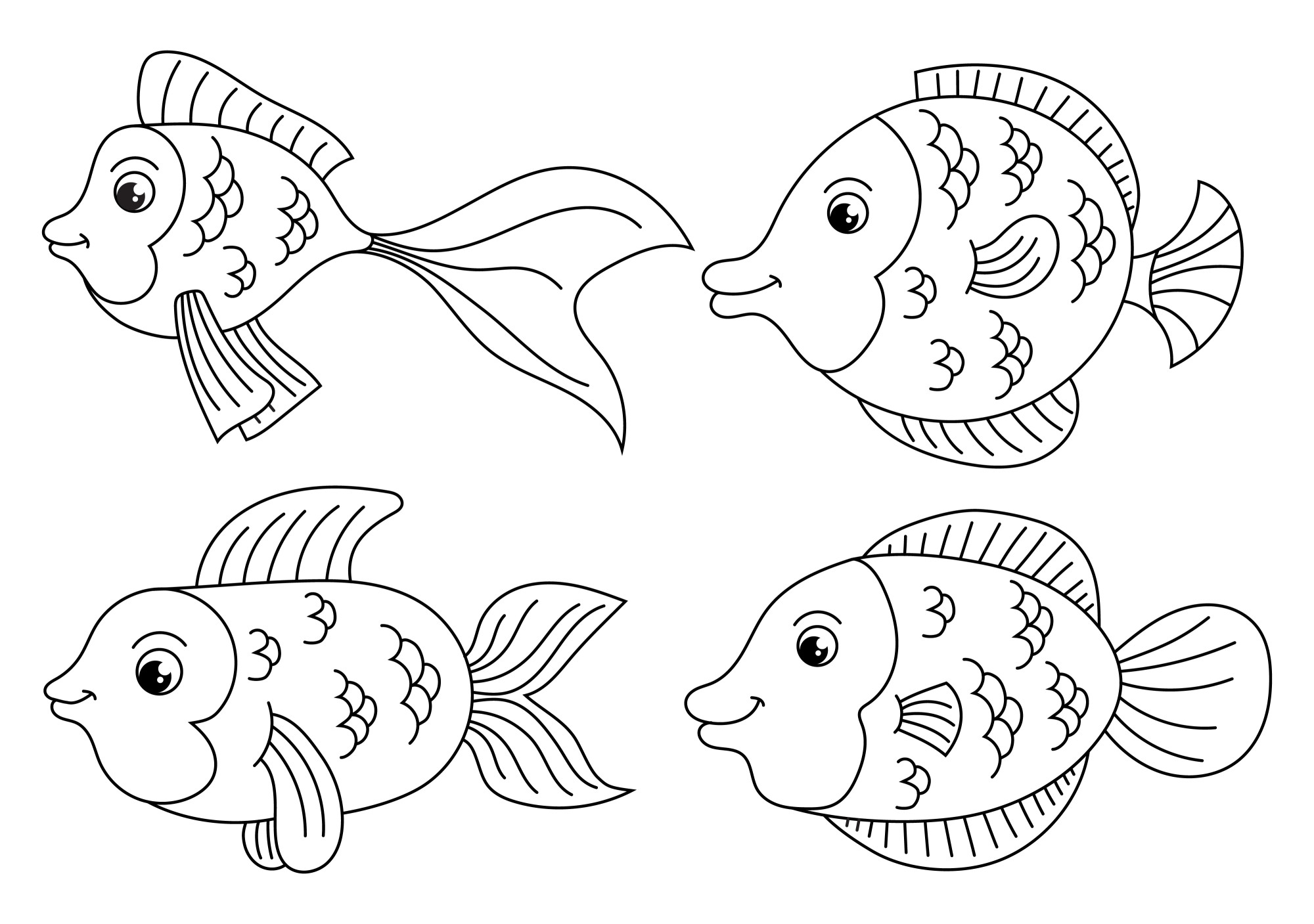 Раскраска для детей: забавные рыбки