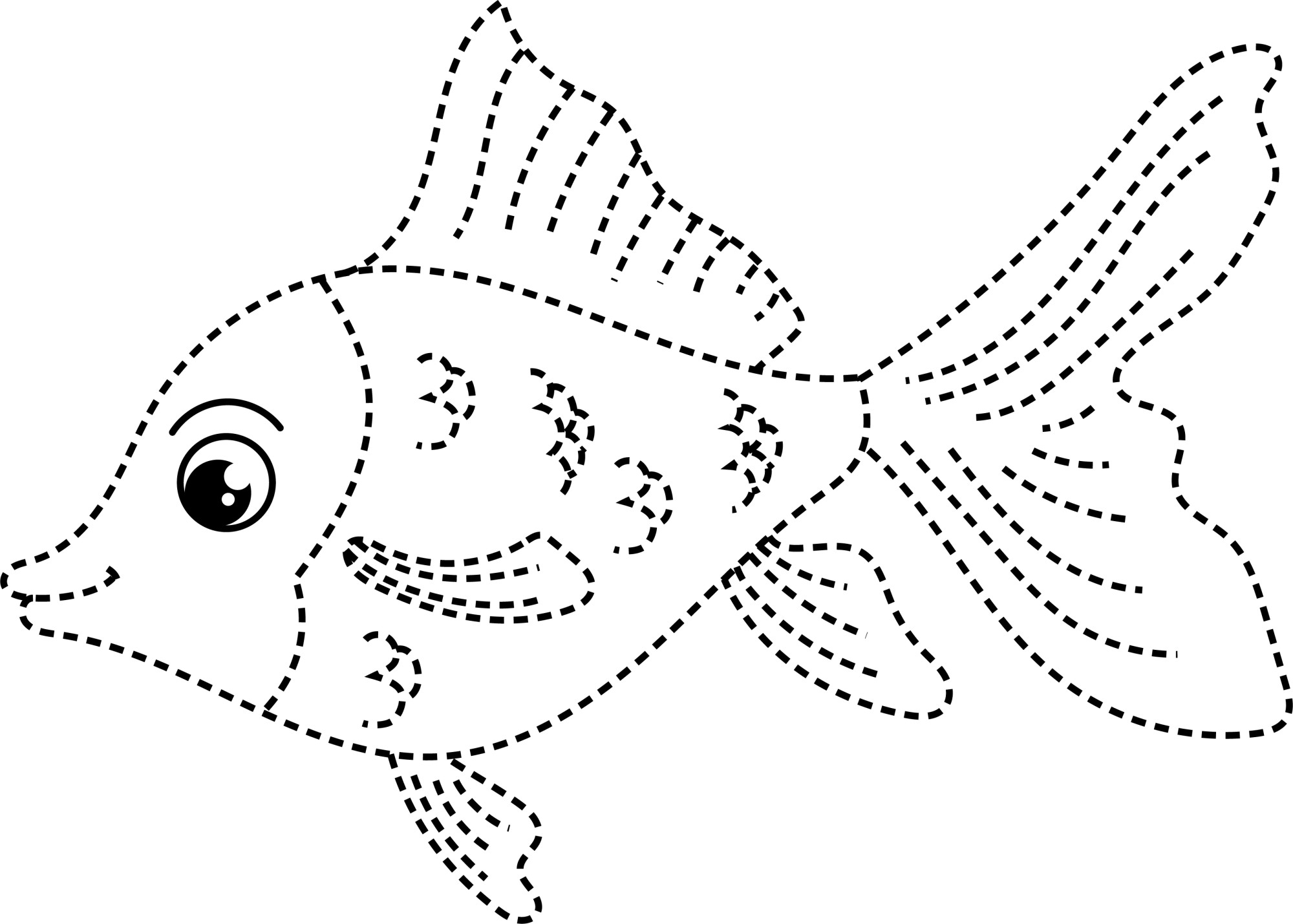 Раскраска для детей: очаровательная рыбка по точкам