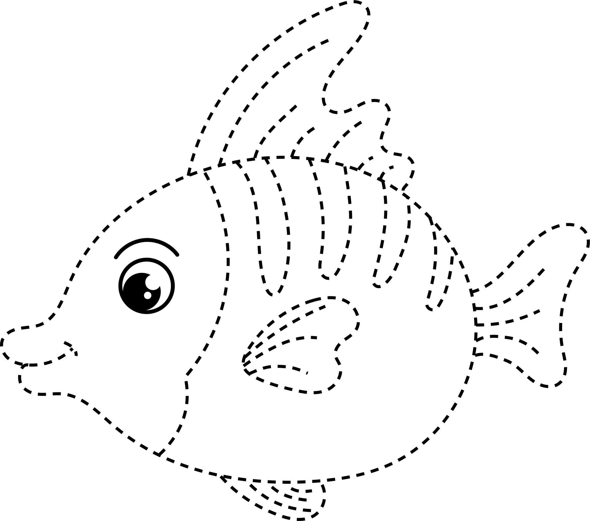 Раскраска для детей: большая рыба по точкам