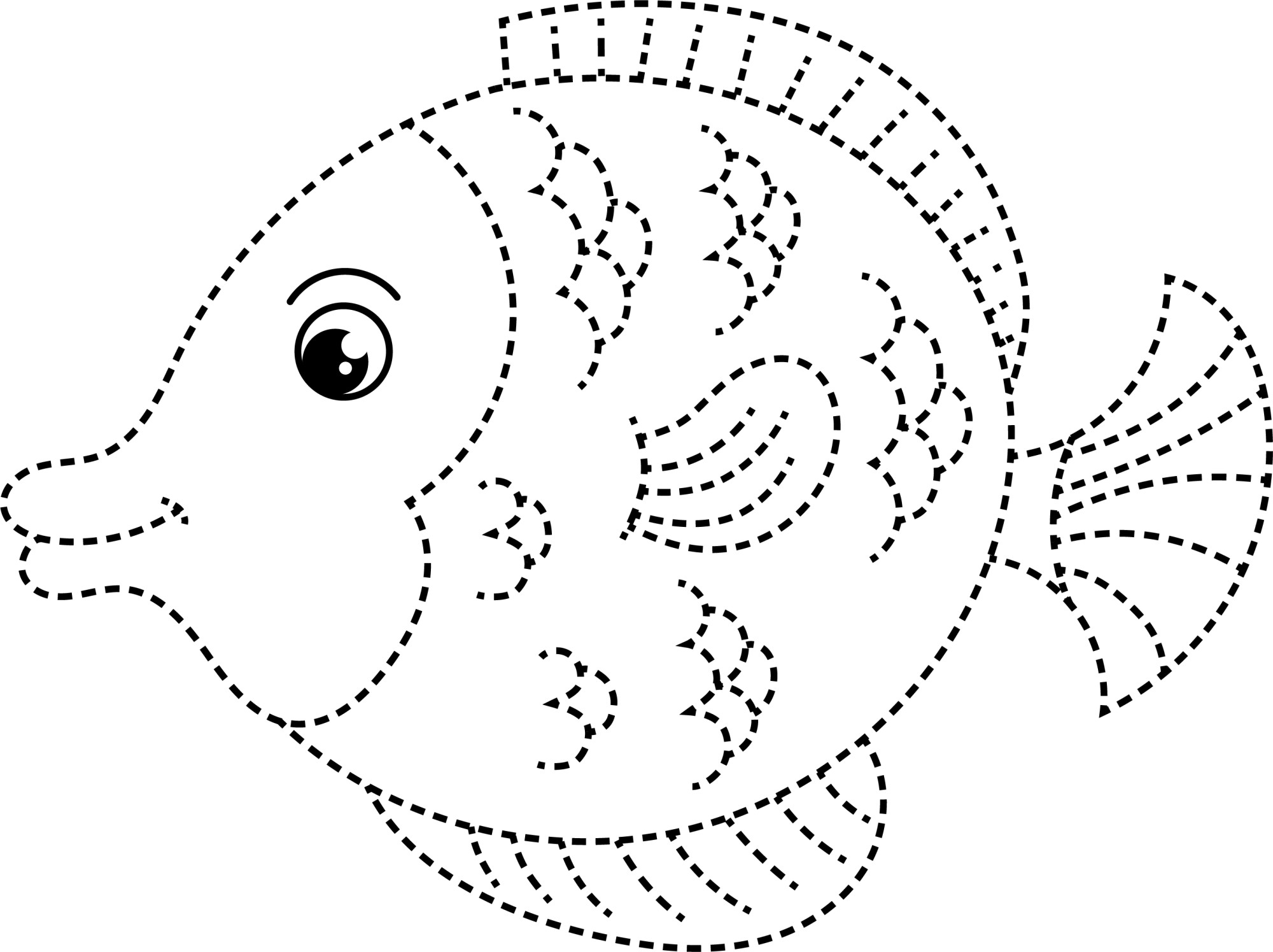 Раскраска для детей: красивая рыбка по точкам
