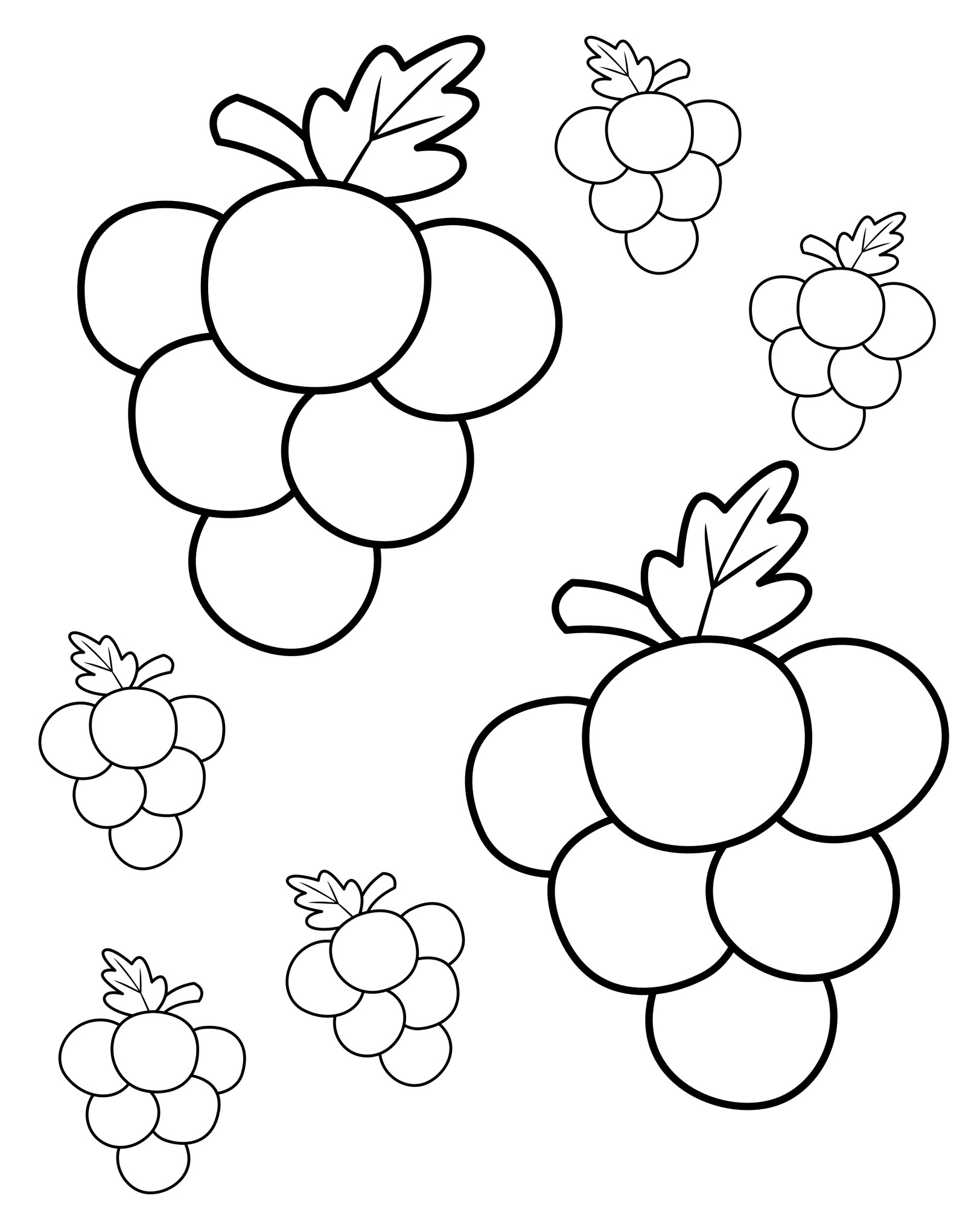 Раскраска для детей: грозди спелого винограда