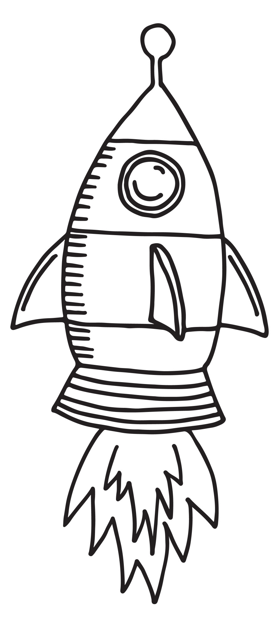 Раскраска для детей: милая игрушка космическая ракета