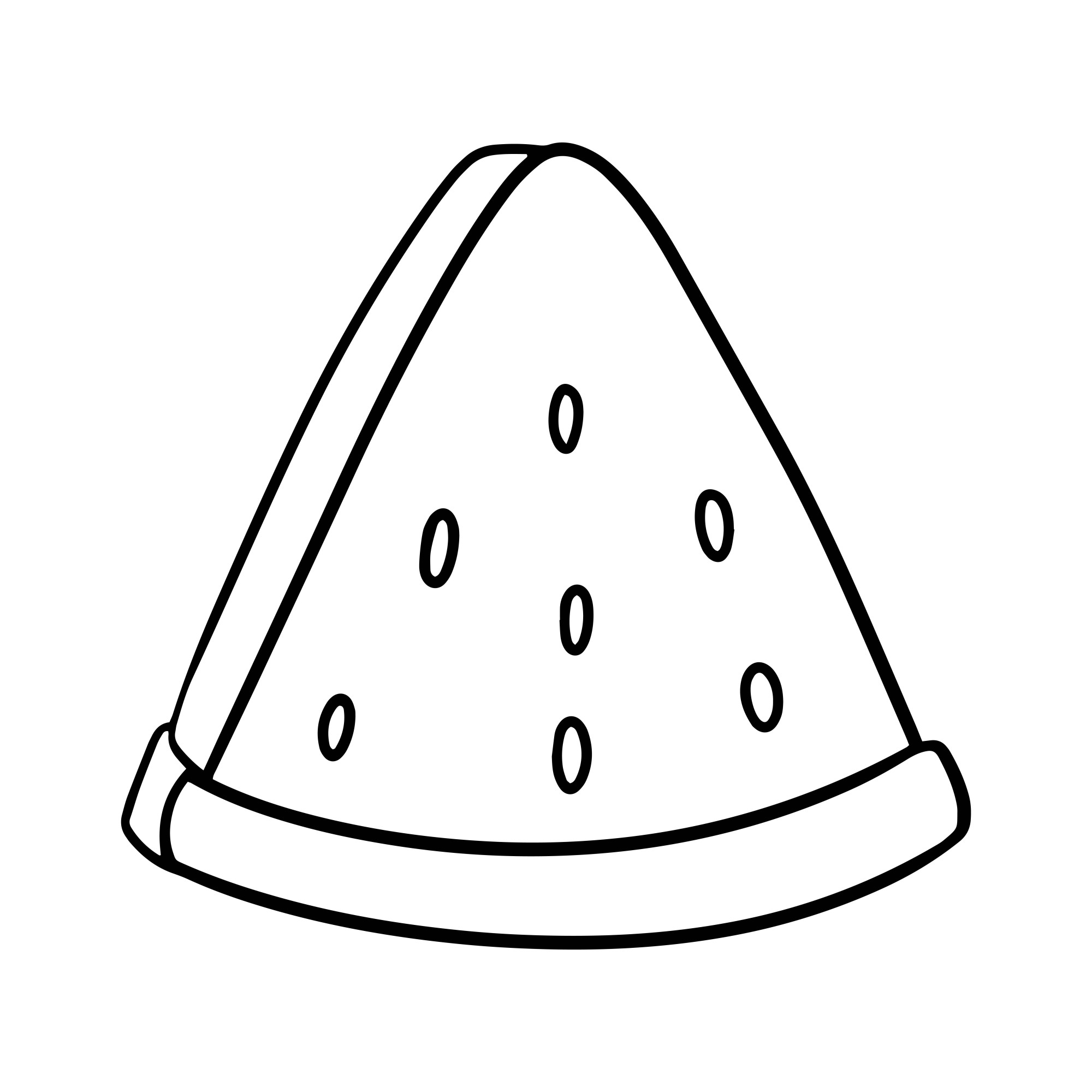Раскраска для детей: треугольный ломтик красного арбуза