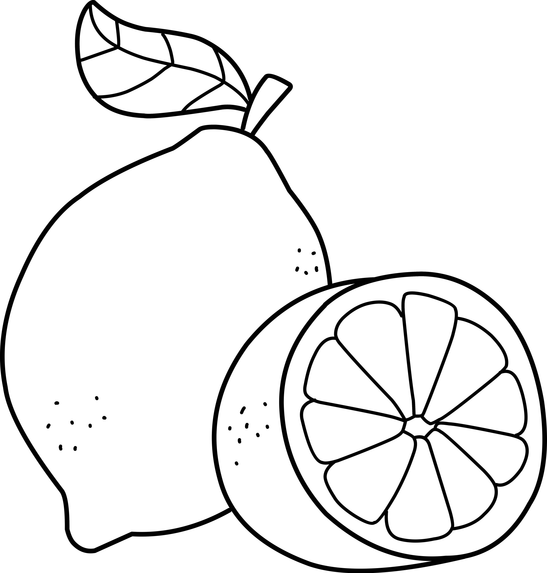 Раскраска для детей: кислый лимон с половинкой