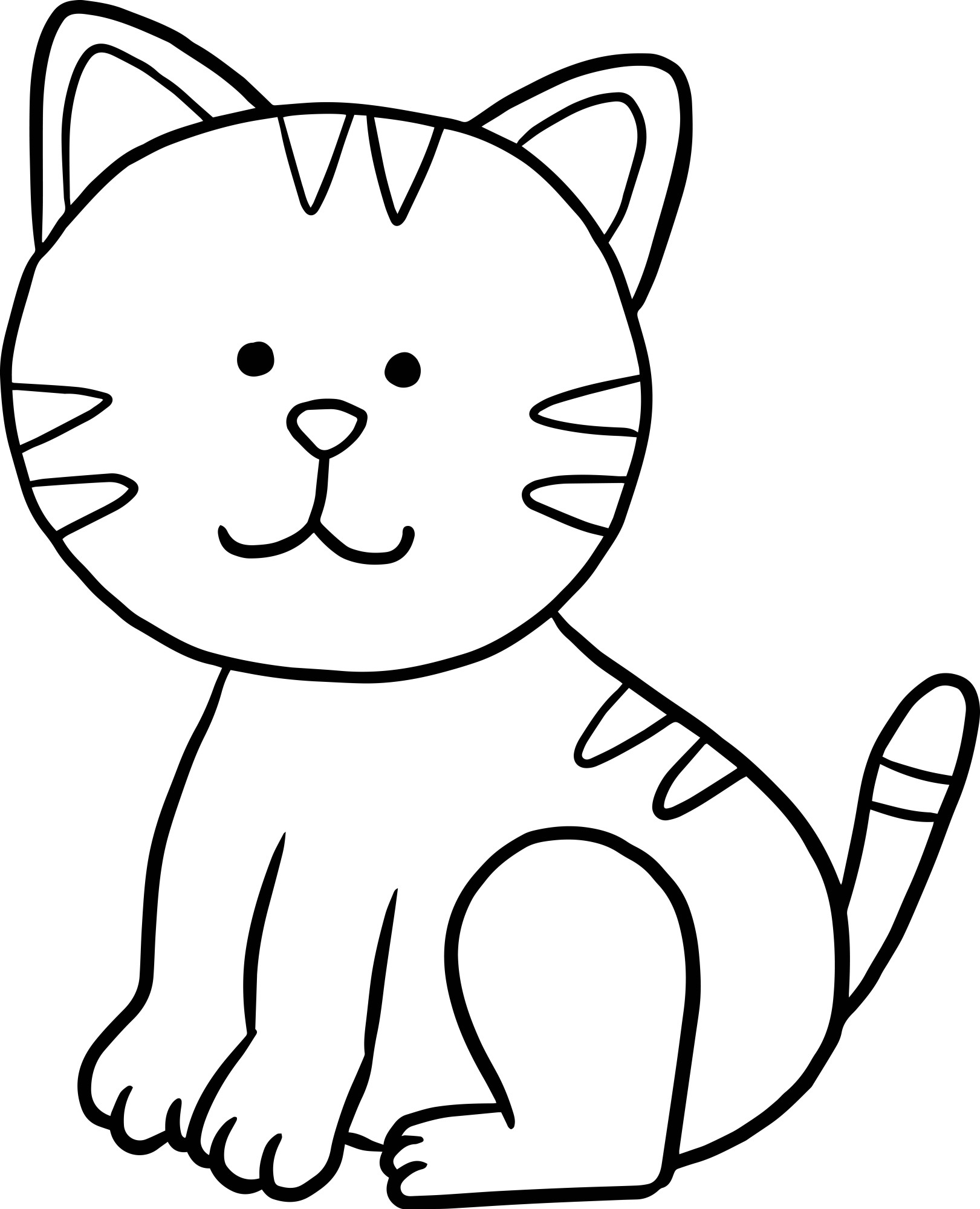 Раскраска для детей: мультяшный кот с усами