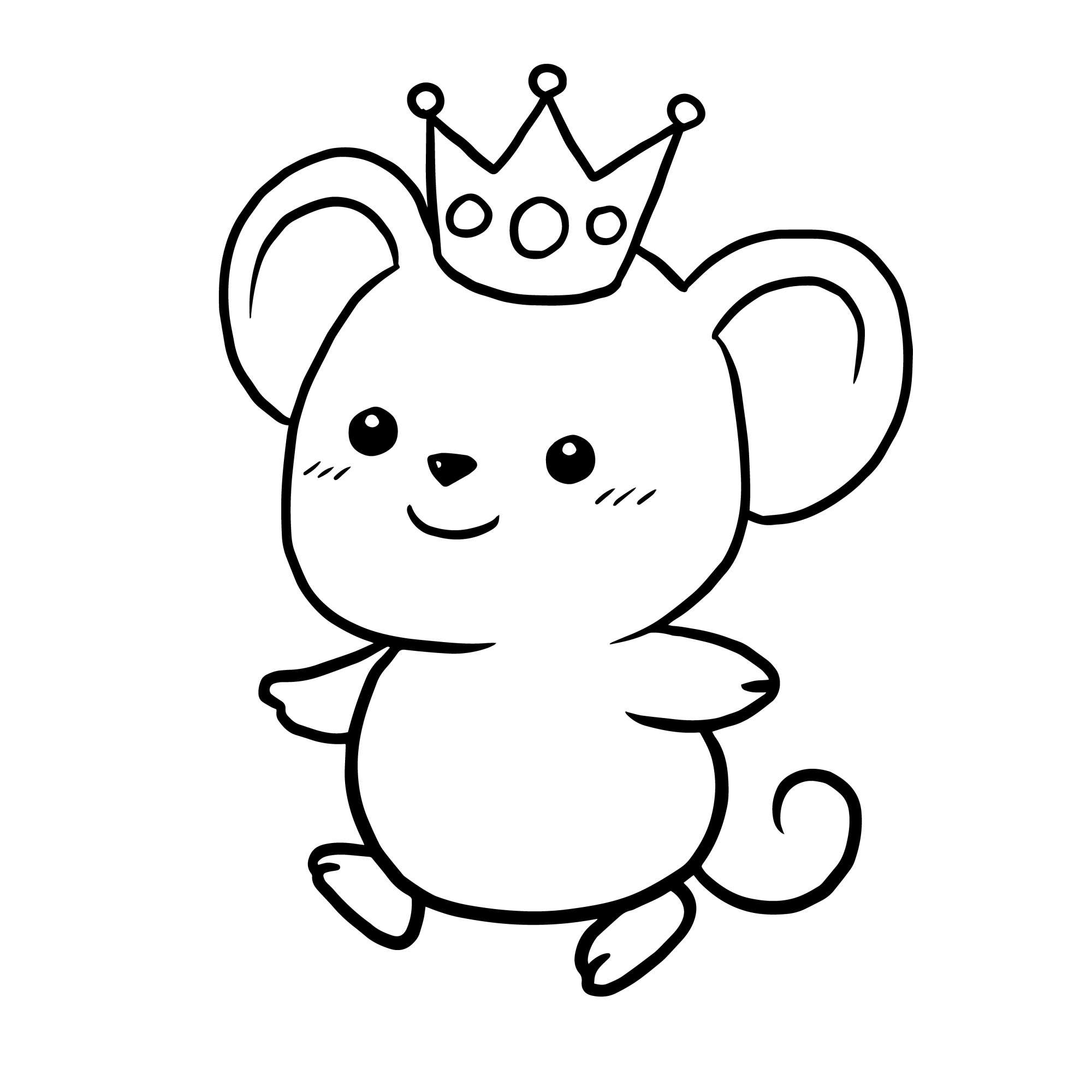 Раскраска для детей: мышка с короной на голове