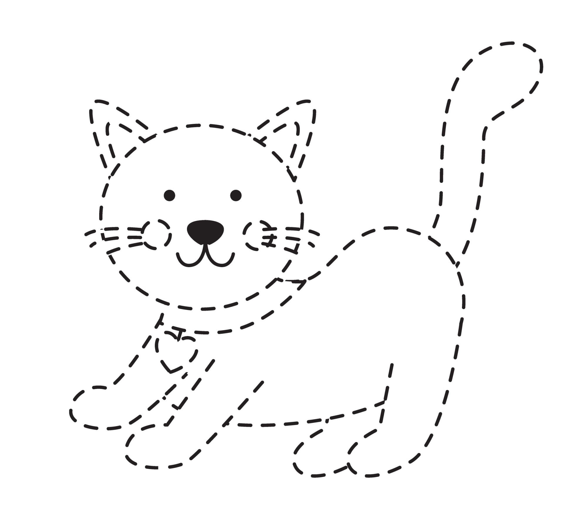 Раскраска для детей: милый кот по точкам
