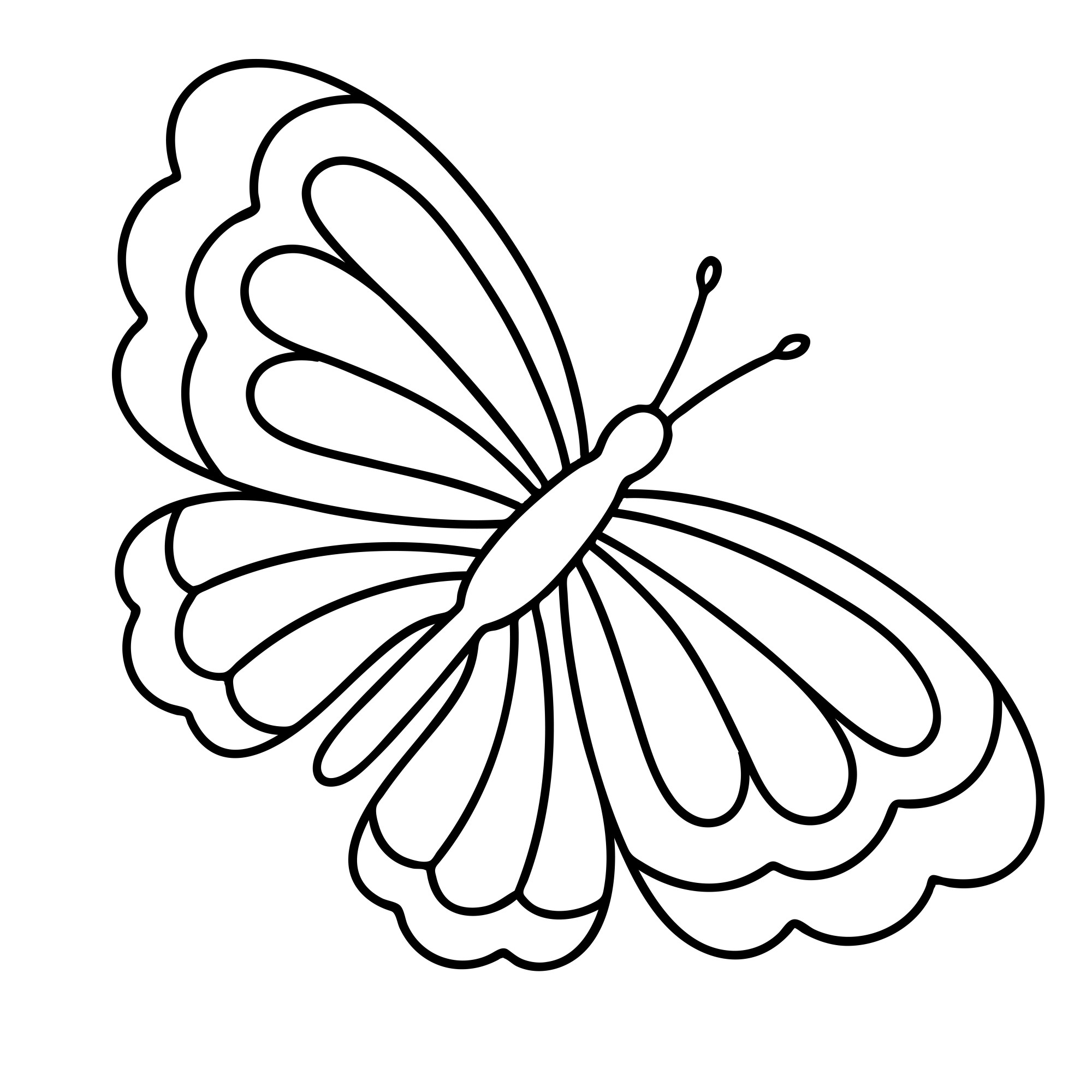 Раскраска для детей: радужная бабочка