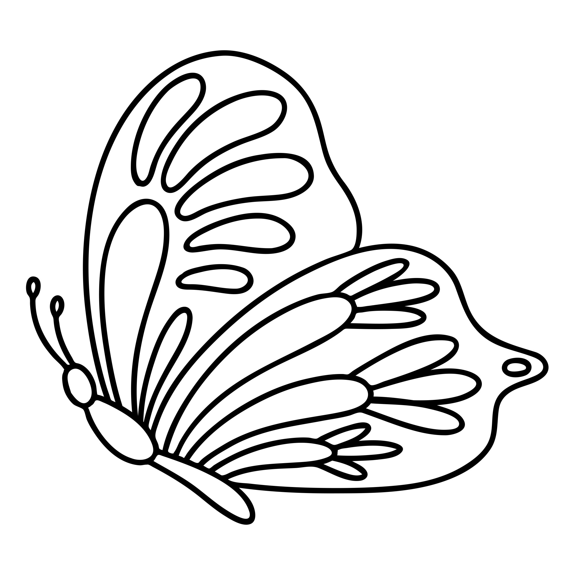 Раскраска для детей: нежная бабочка