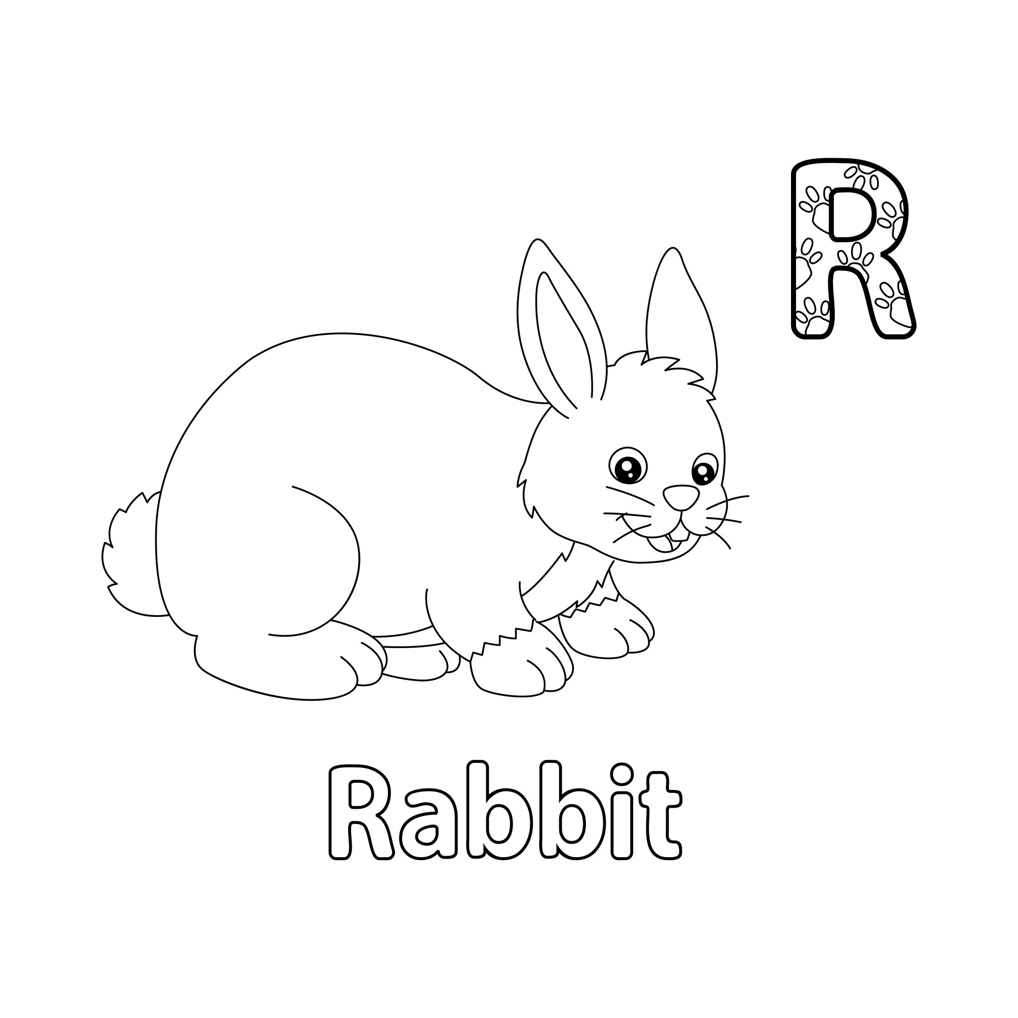 Раскраска для детей: буква R английского алфавита