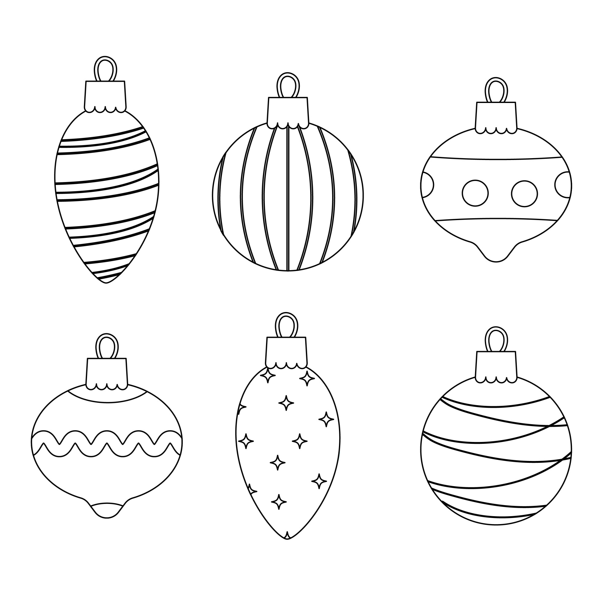 Раскраска для детей: набор новогодних праздничных шаров