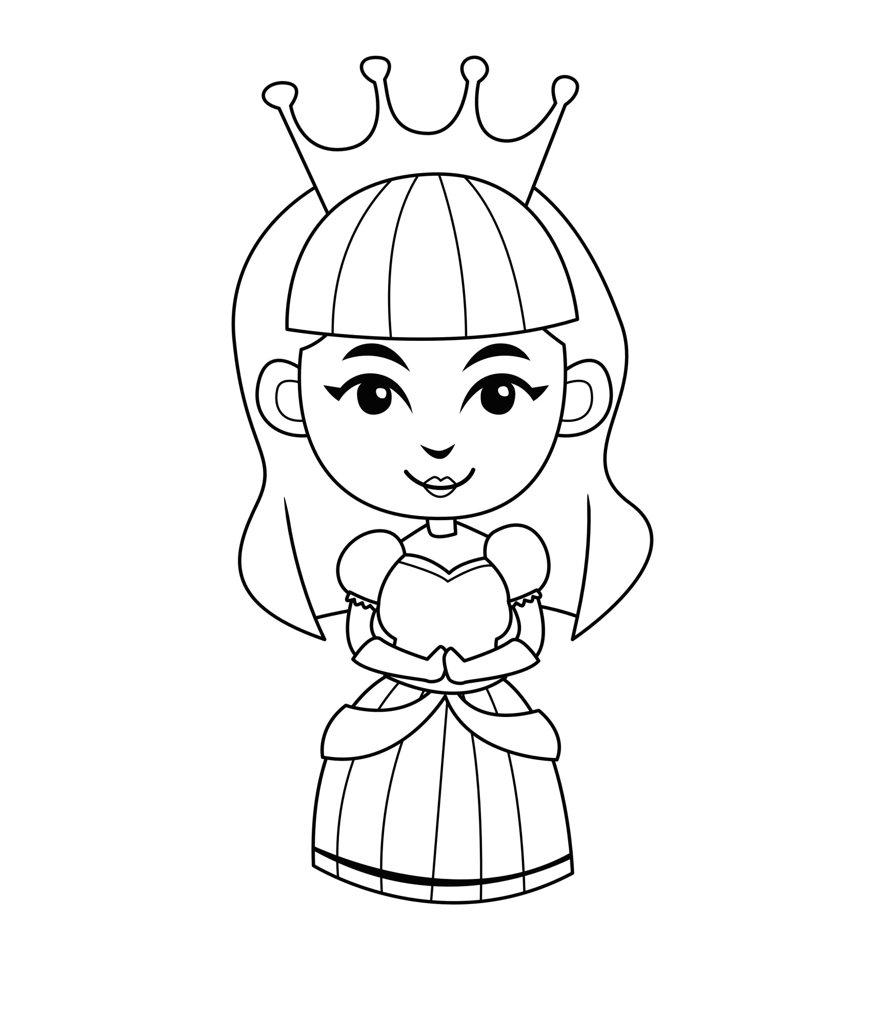 Раскраска для детей: прекрасная принцесса с короной