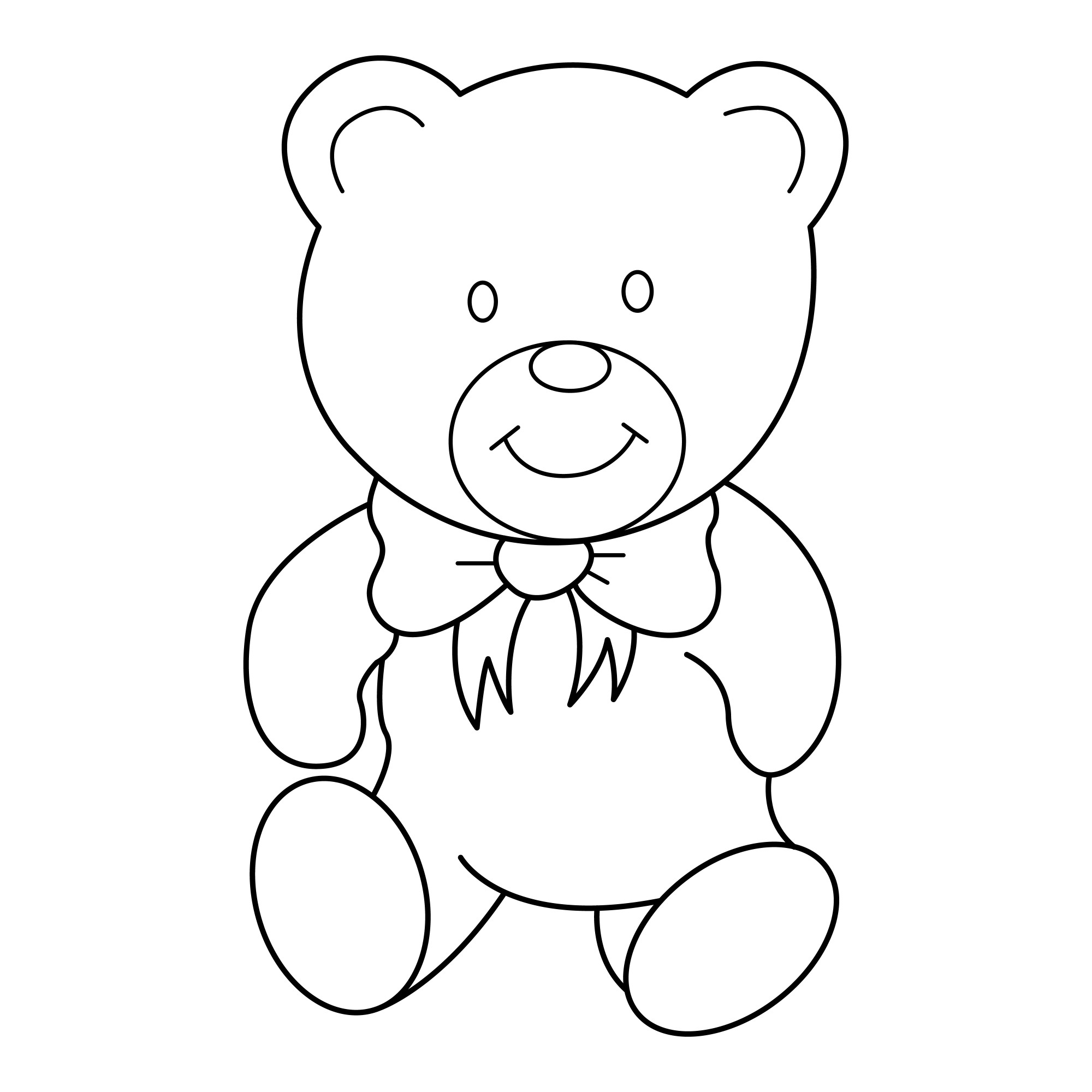 Раскраска для детей: медвежонок с бантиком