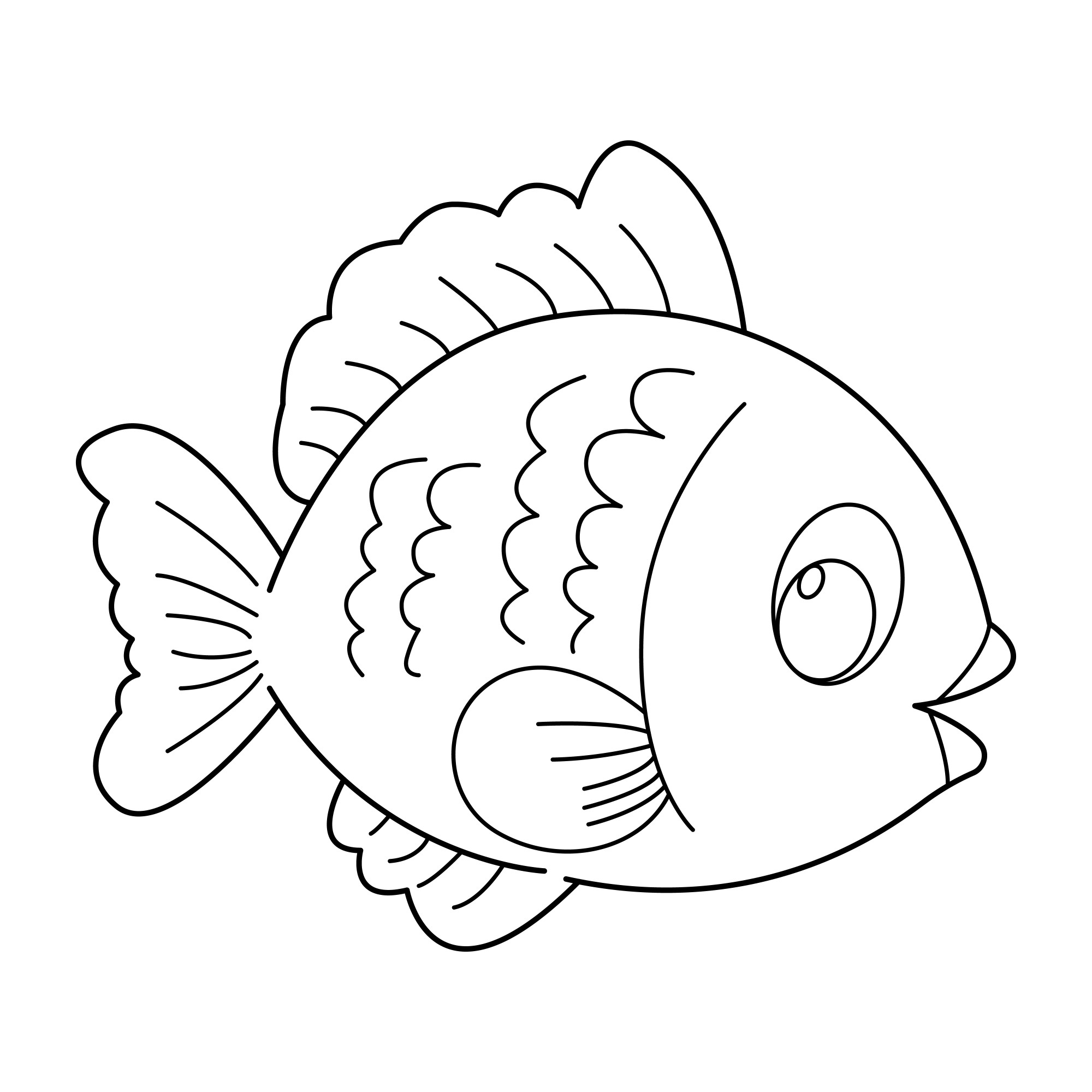 Раскраска для детей: рыба с красивыми плавниками