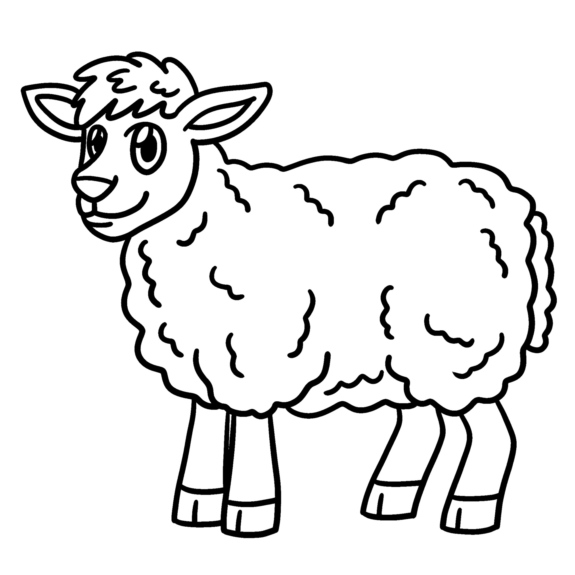 Раскраска для детей: задумчивая овца