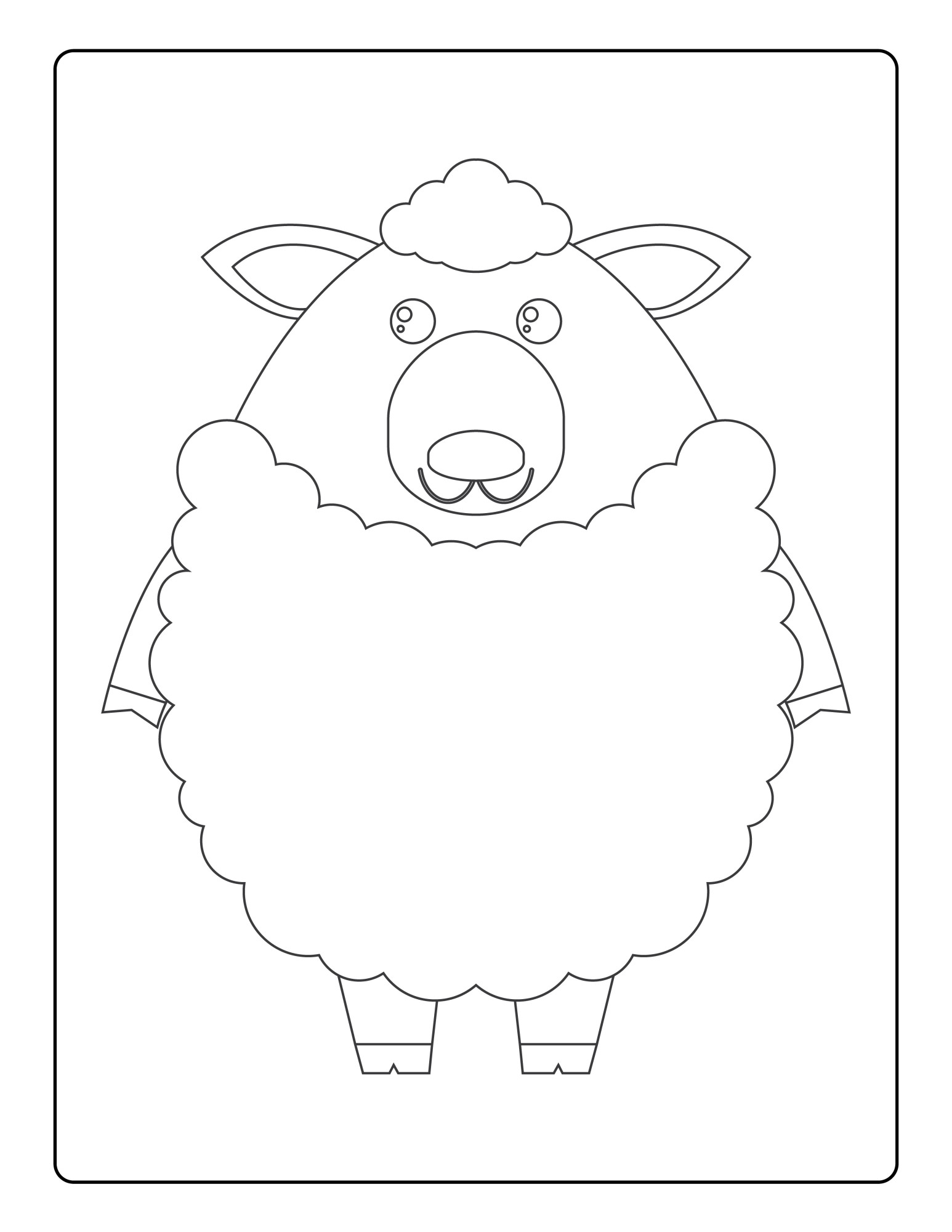 Раскраска для детей: мультяшный толстый баран
