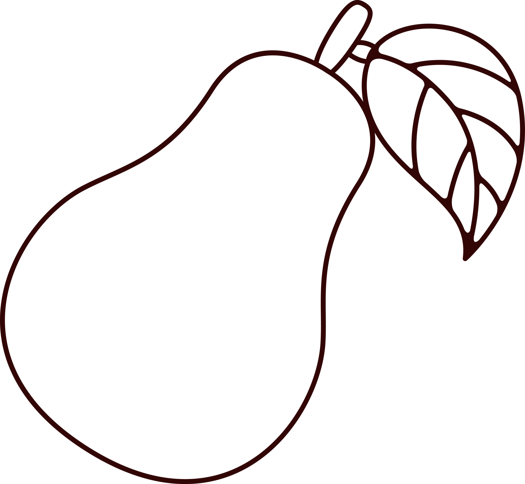 Раскраска для детей: груша с листиком