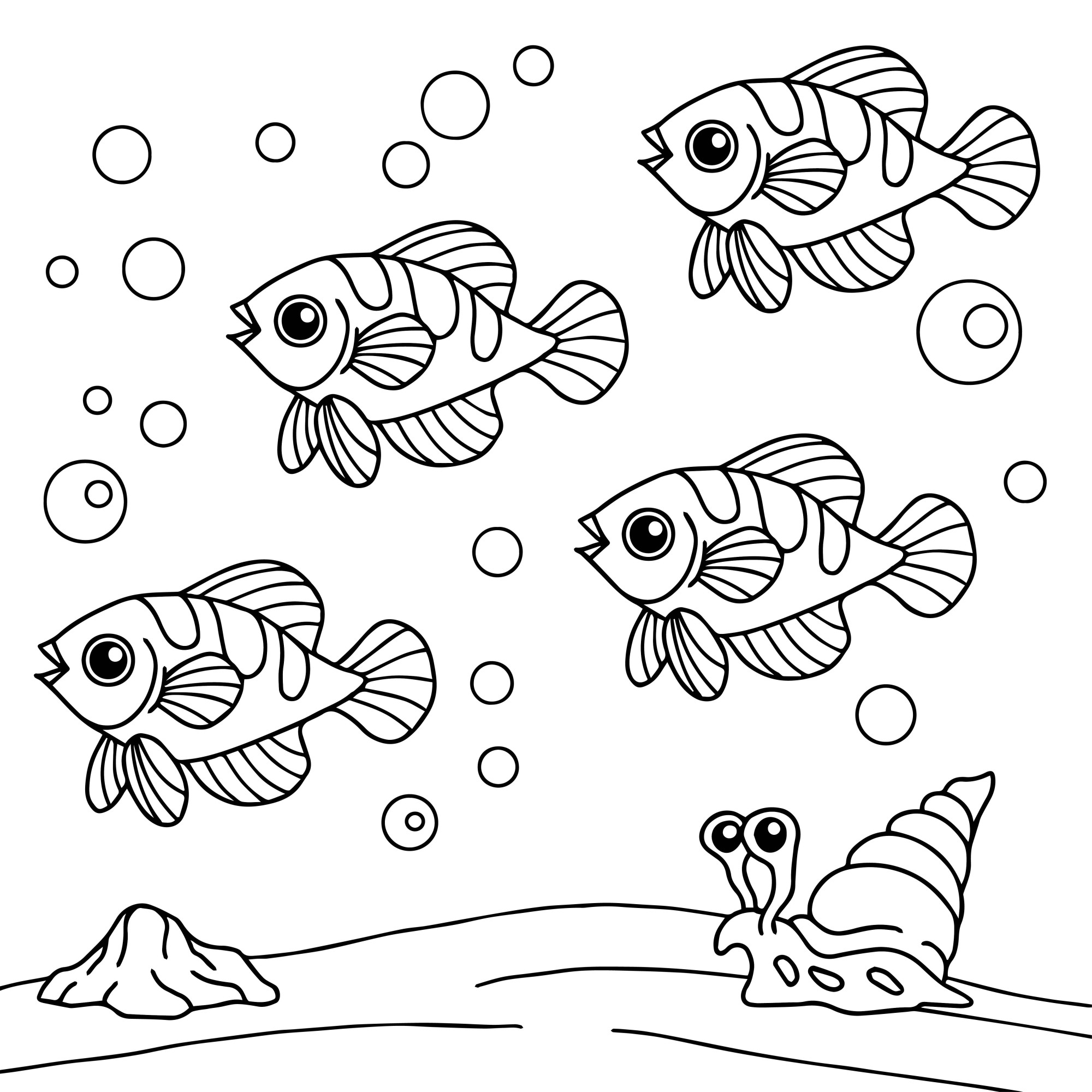 Раскраска для детей: рыбки «Подводный аттракцион»