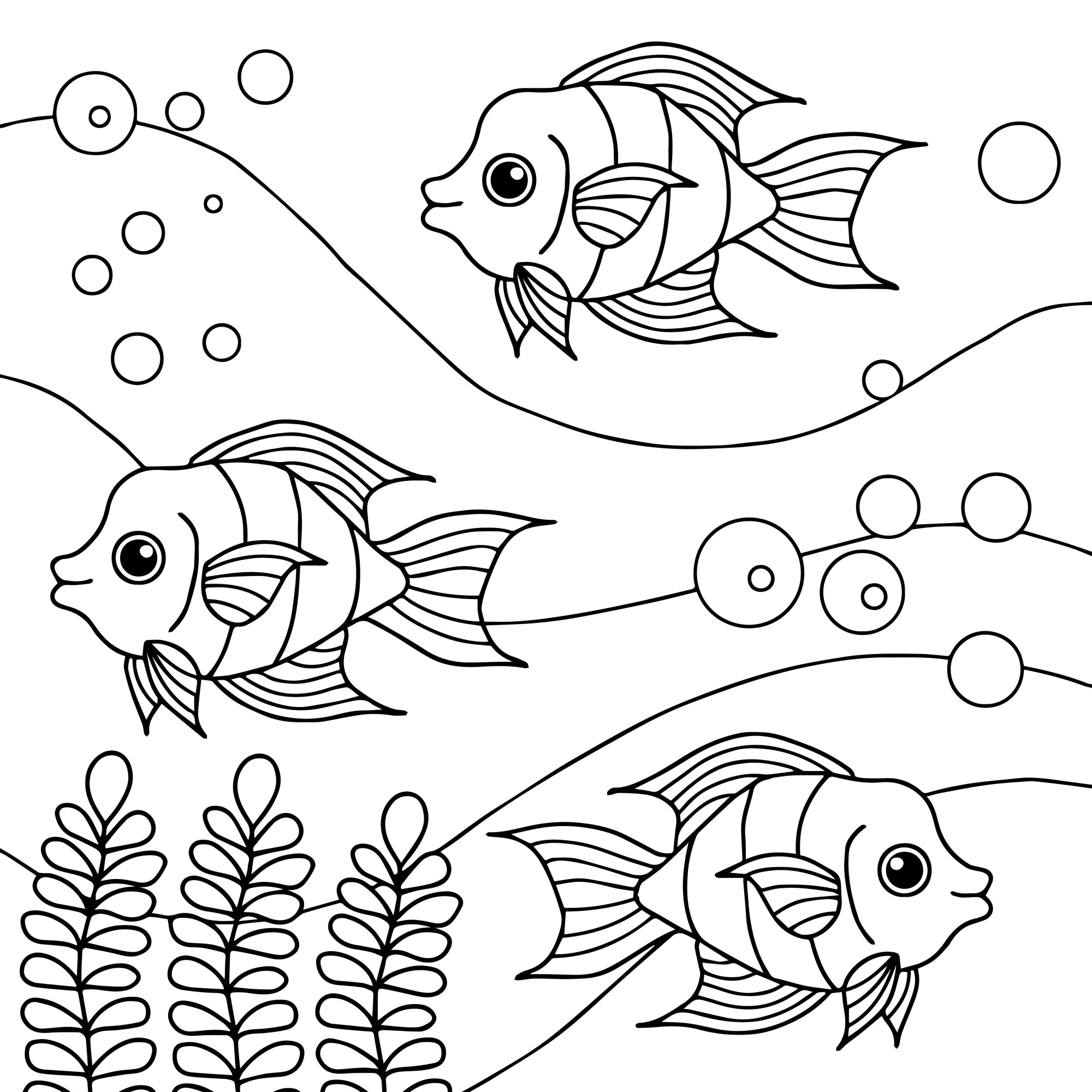 Раскраска для детей: морские рыбы «Морская симфония»