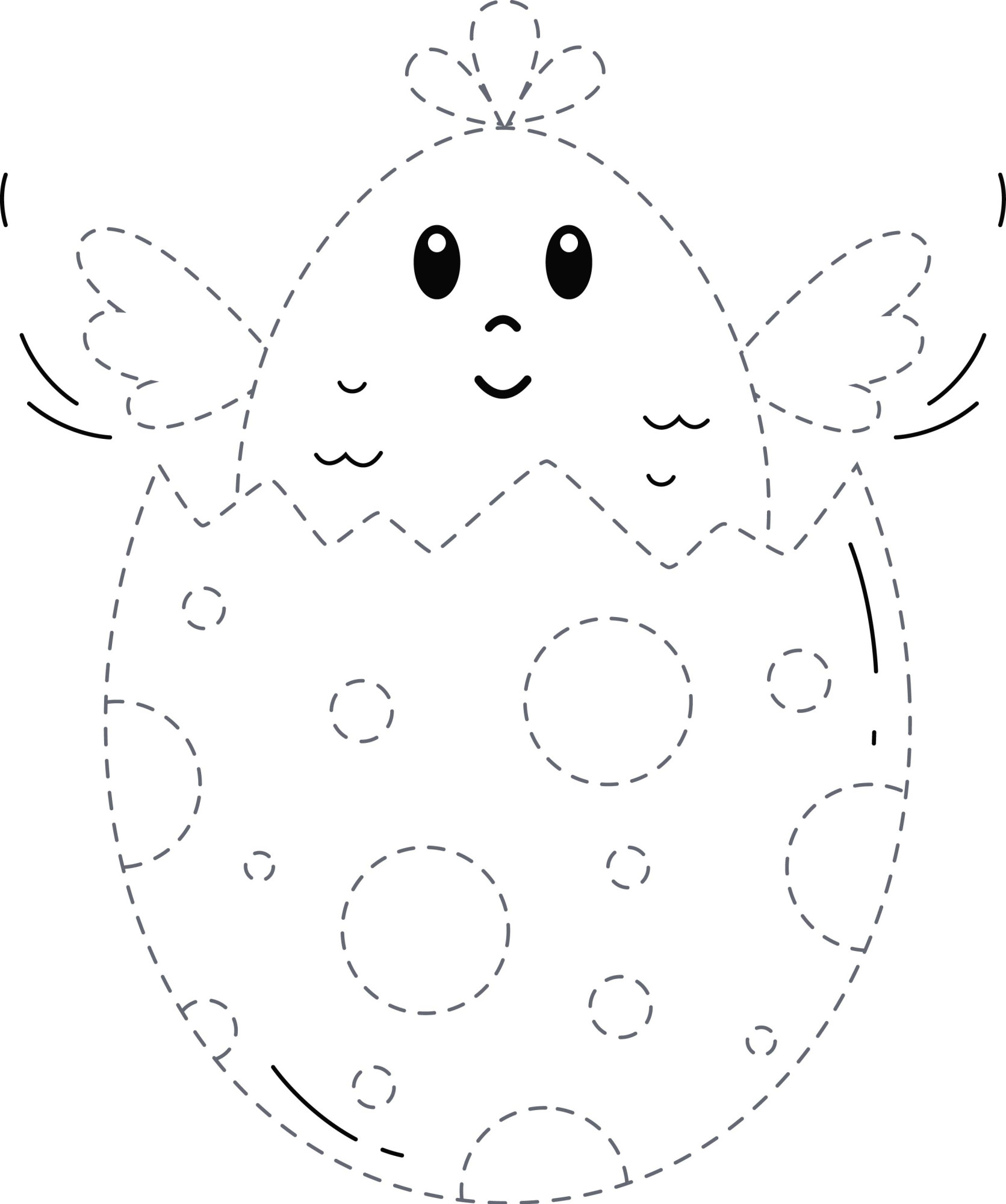 Раскраска для детей: цыплёнок вылупился из яйца по точкам