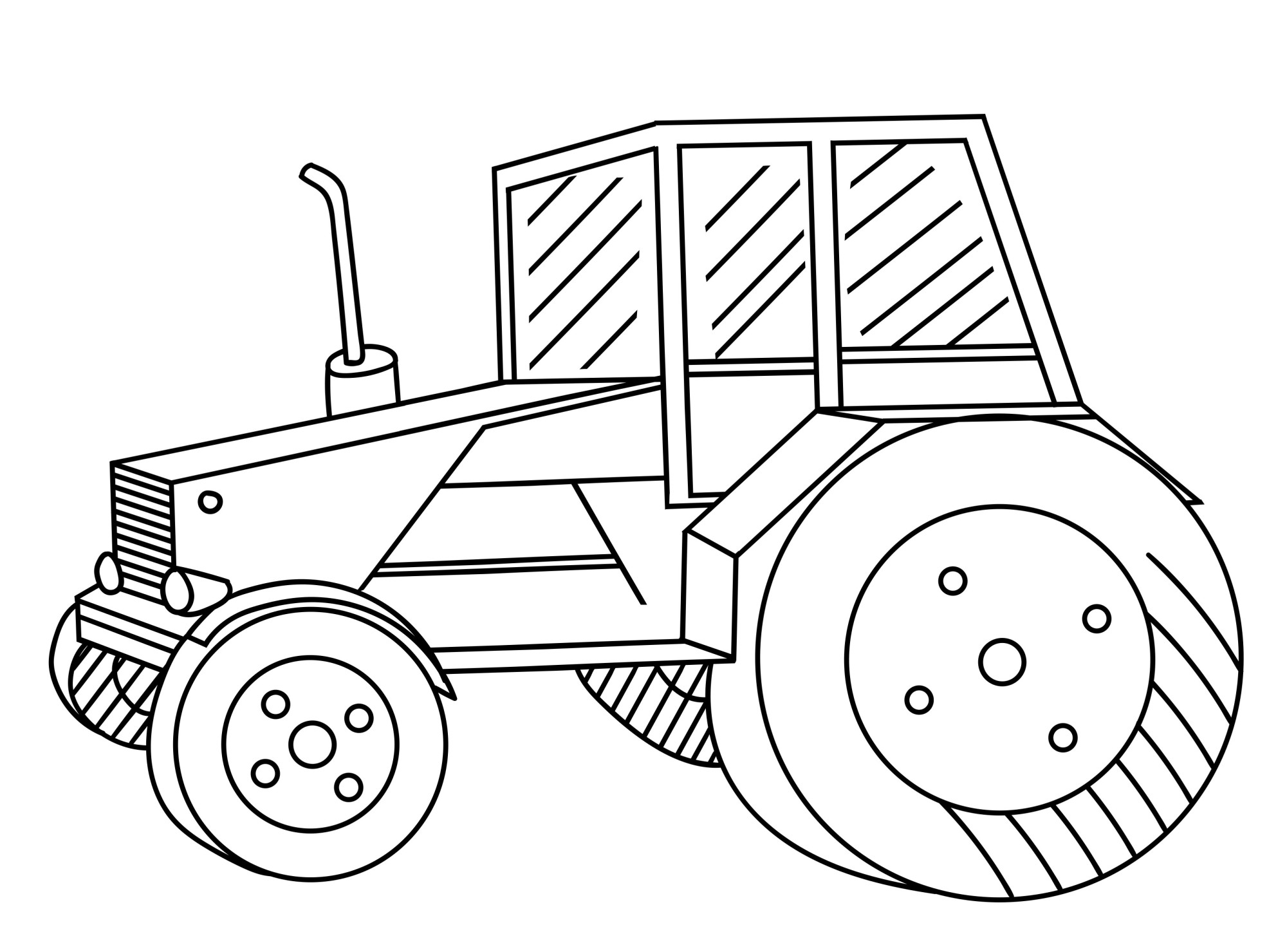 Раскраска для детей: сельскохозяйственный трактор