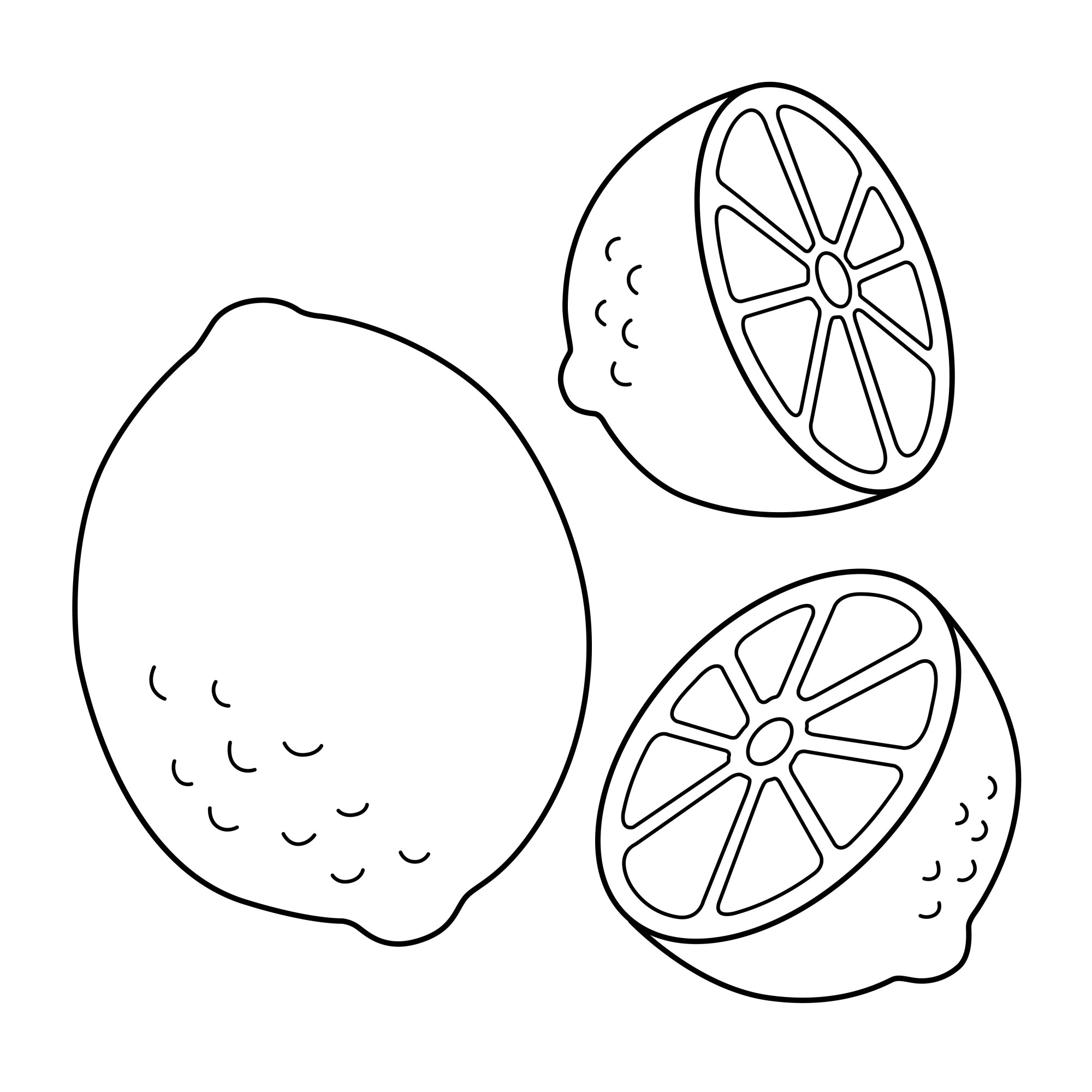 Раскраска для детей: освежающий лимон с половинками