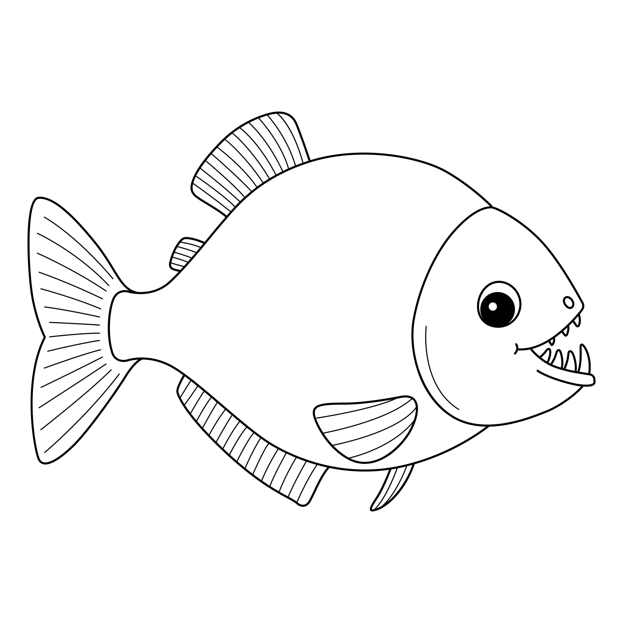 Раскраска для детей: рыба пиранья