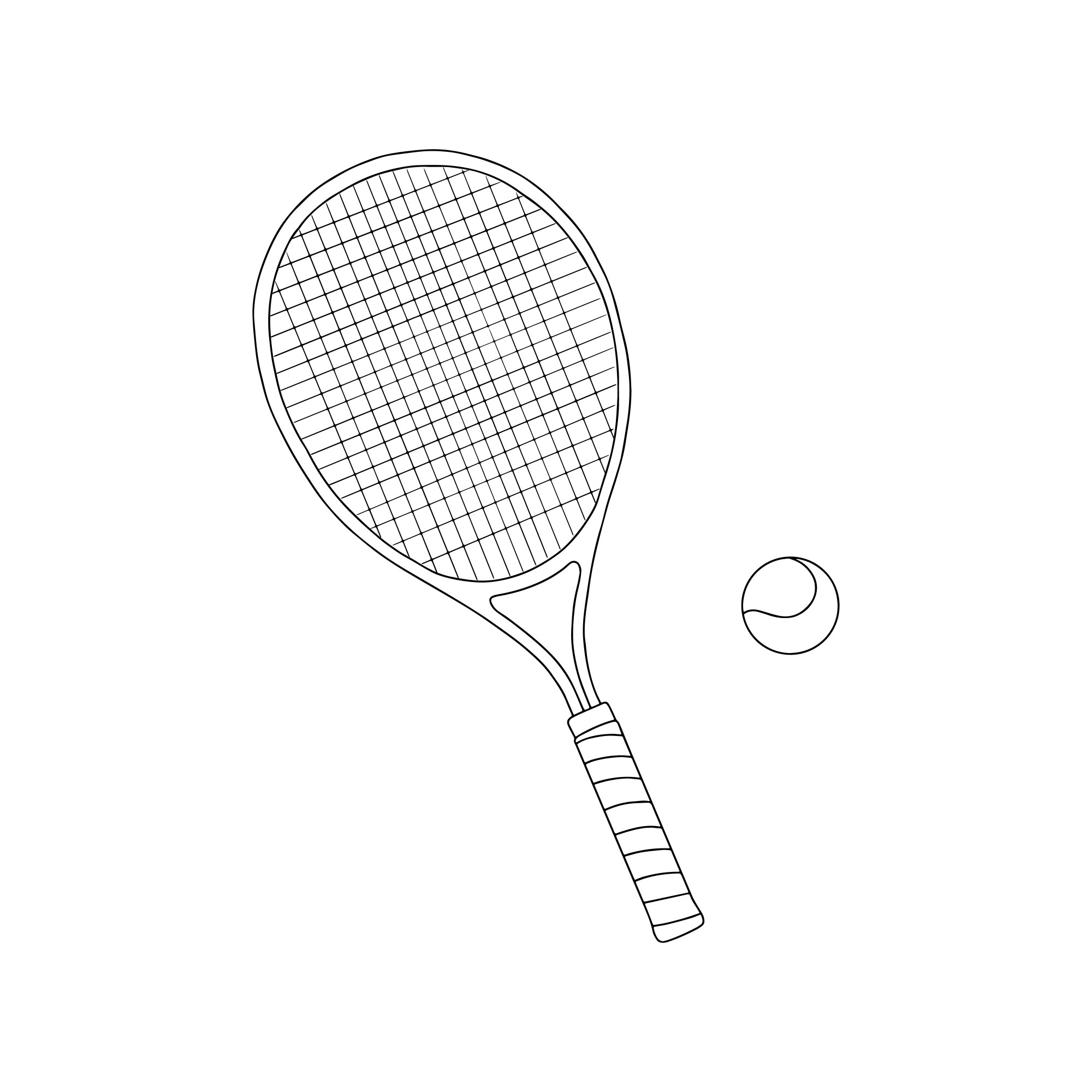 Раскраска для детей: ракетка для игры в теннис